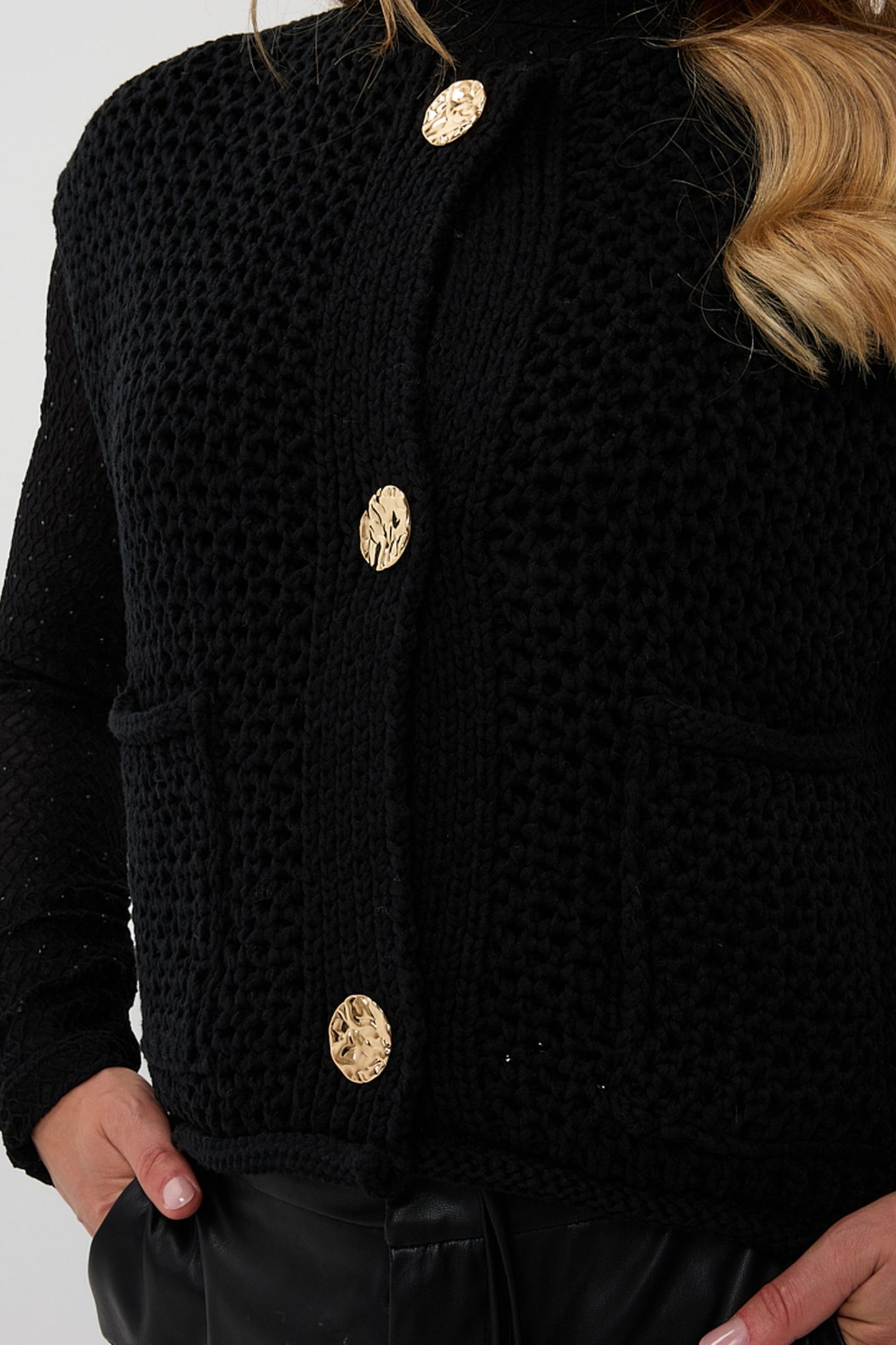CARDIGAN GILET FANCY BUTTONS BLACK 7