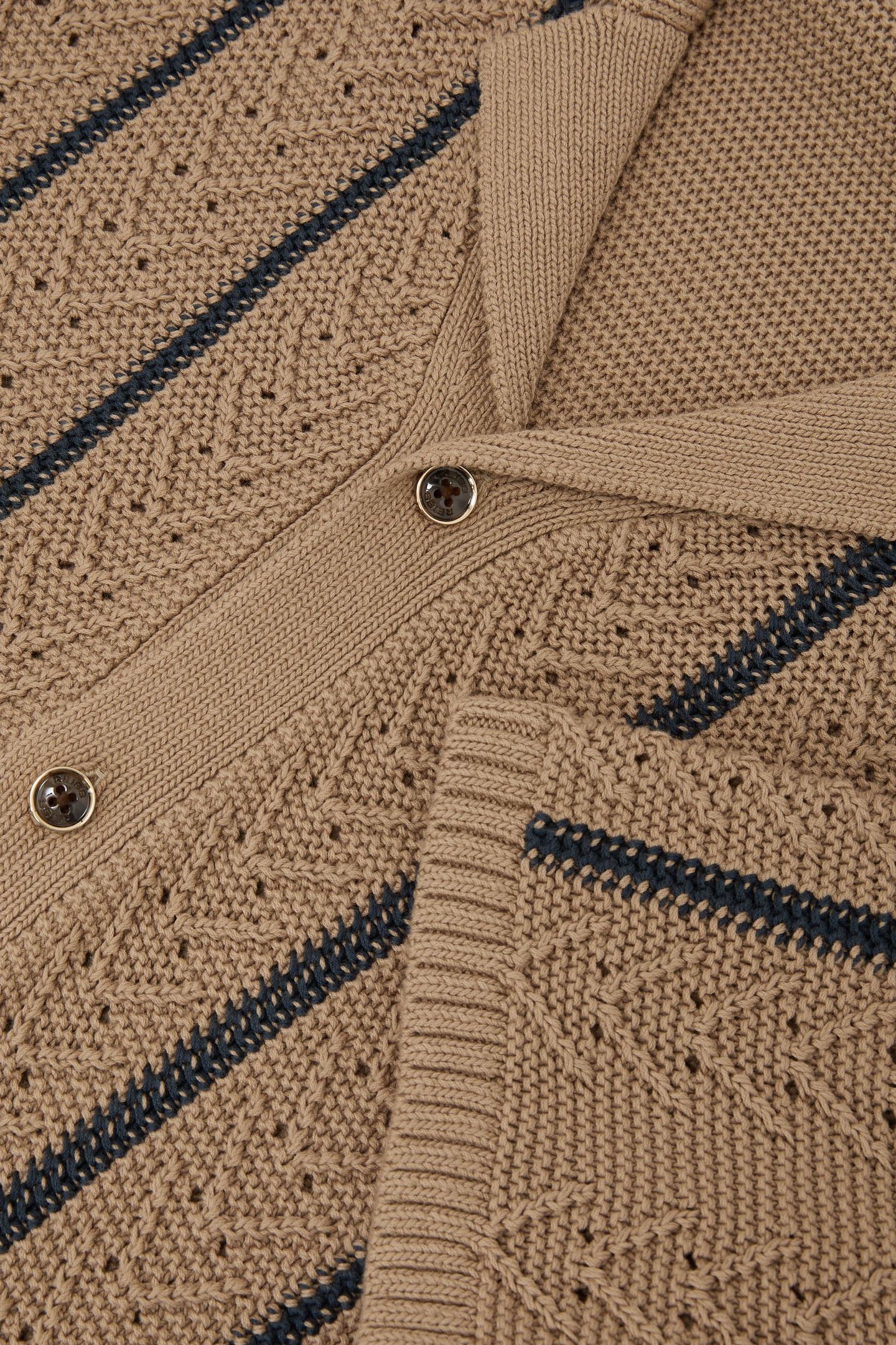 SS CUBAN BUTTON THROUGH STITCH INTEREST STRIPE SHIRT LIGHT C 4