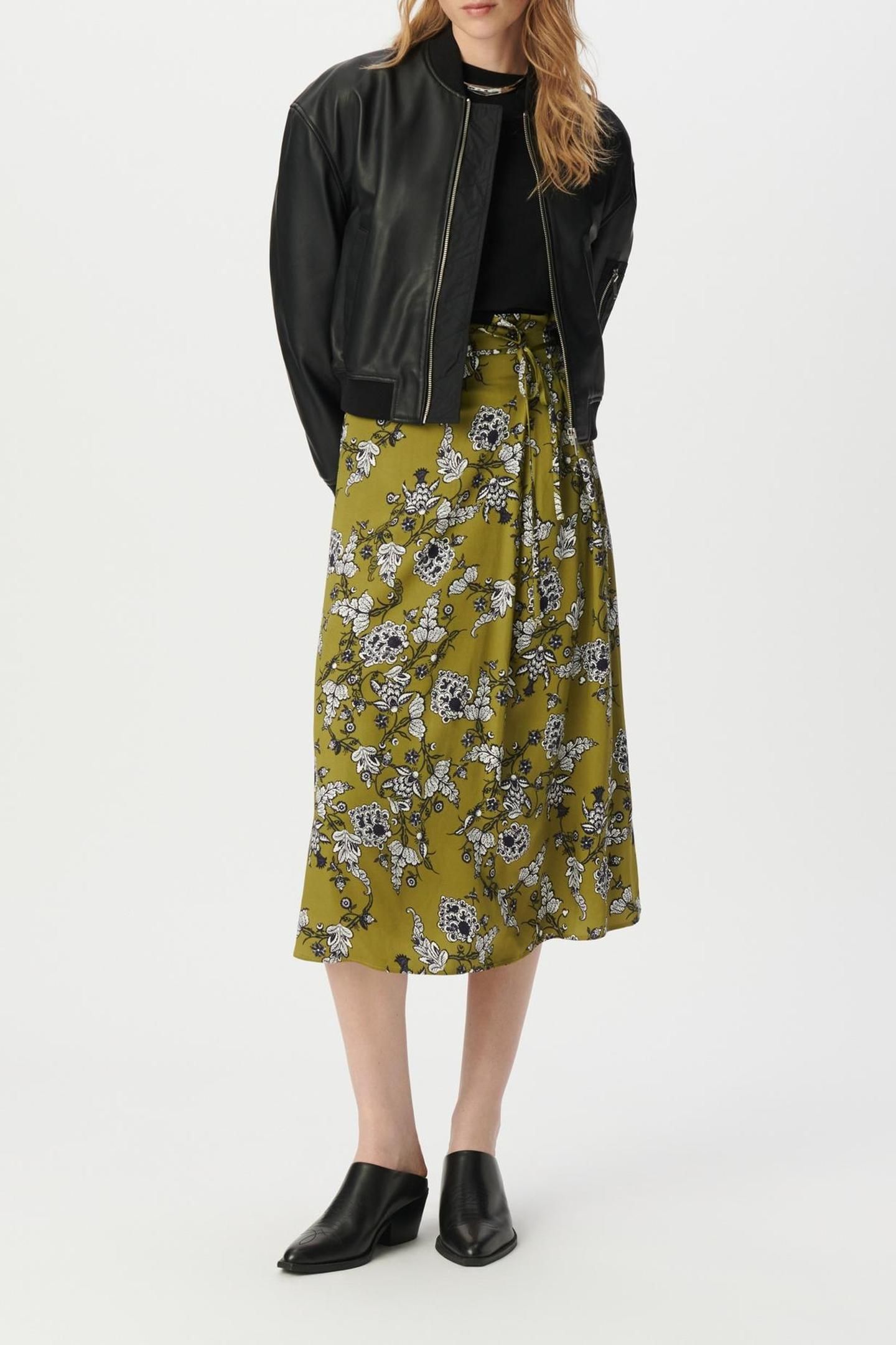 GREEN MIDI SKIRT WITH FLORAL PRINT 5