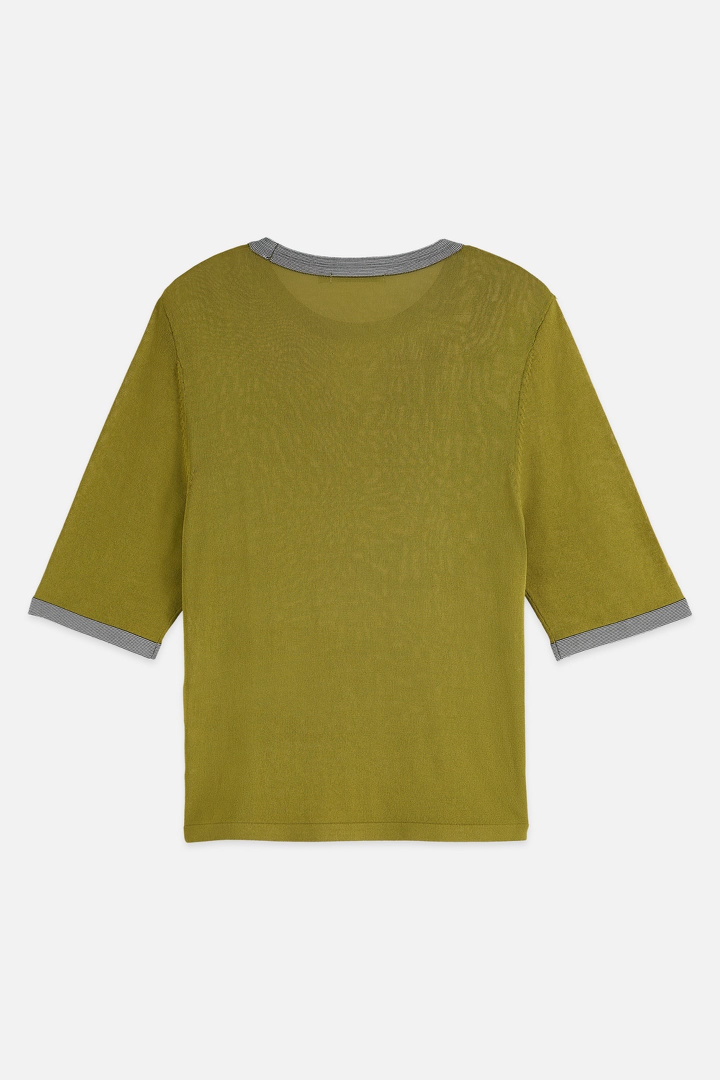 STRIPE TRIM SHORT SLEEVE PULLOVER GREEN MOSS 2