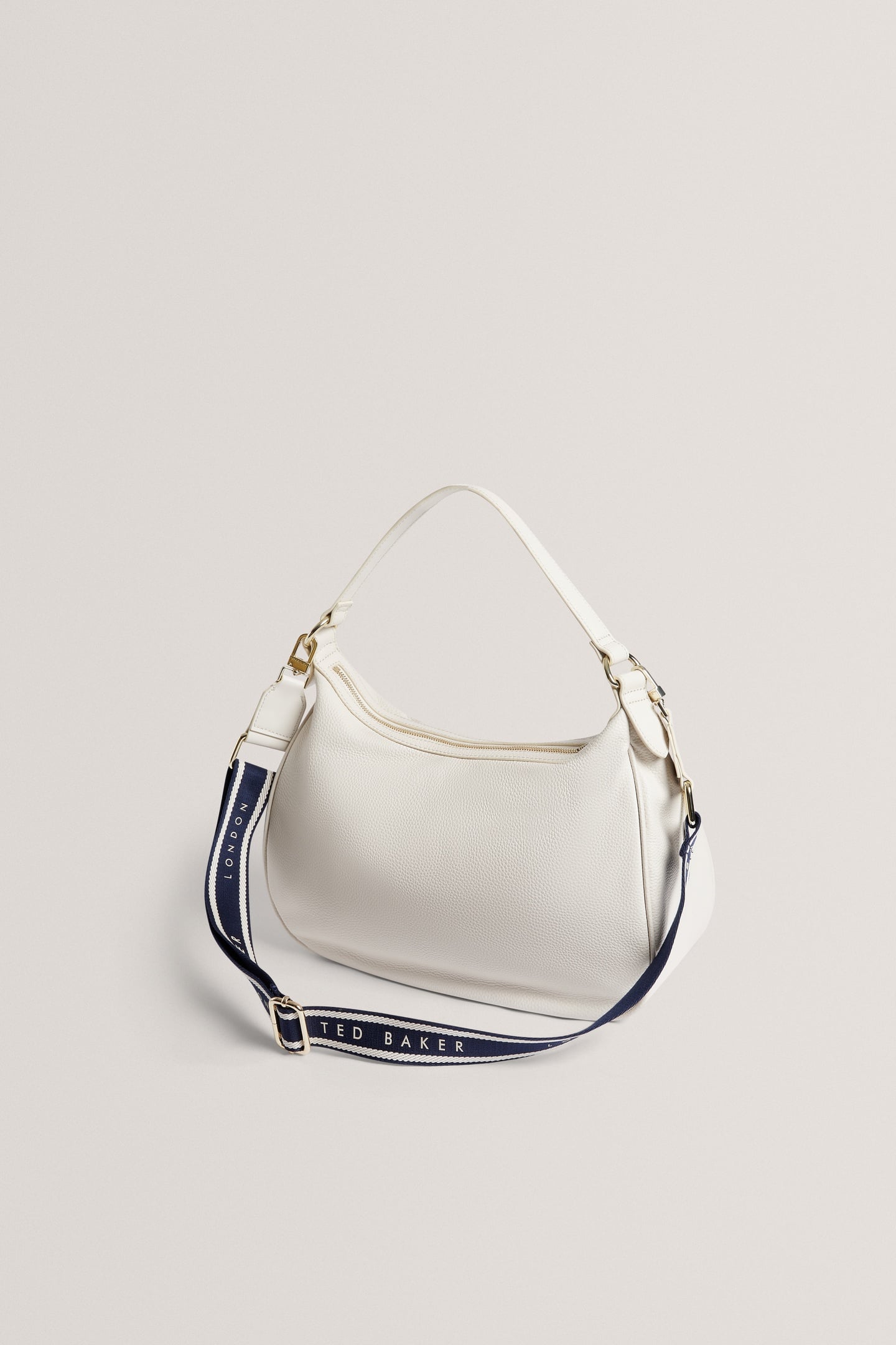 ESIAH WEBBING SLOUCHY LEATHER HOBO ECRU 2