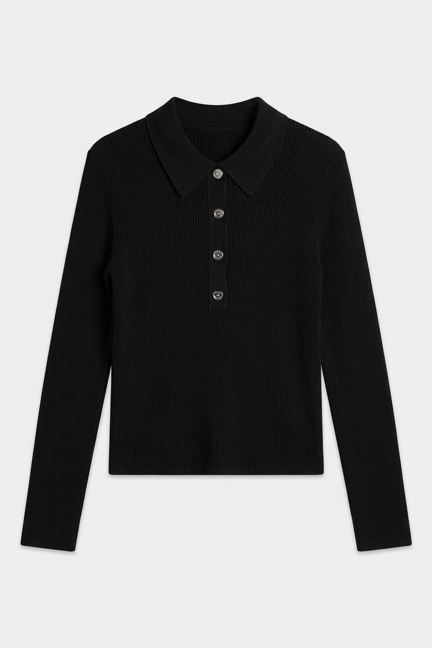 POLO NECK CLEAN LS TOP BLACK 3