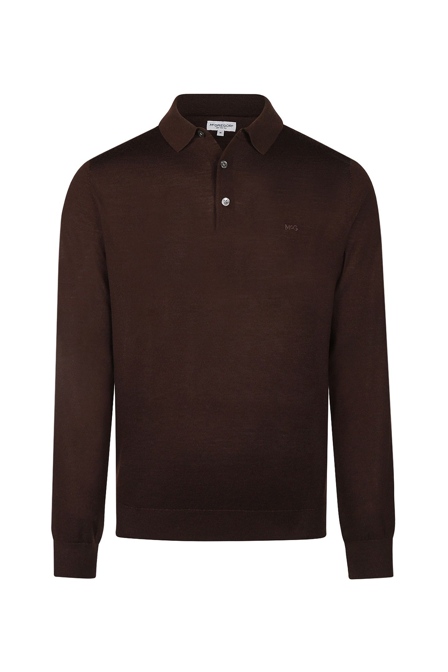FINE MERINO L/S POLO CHOCOLATE BROWN 2