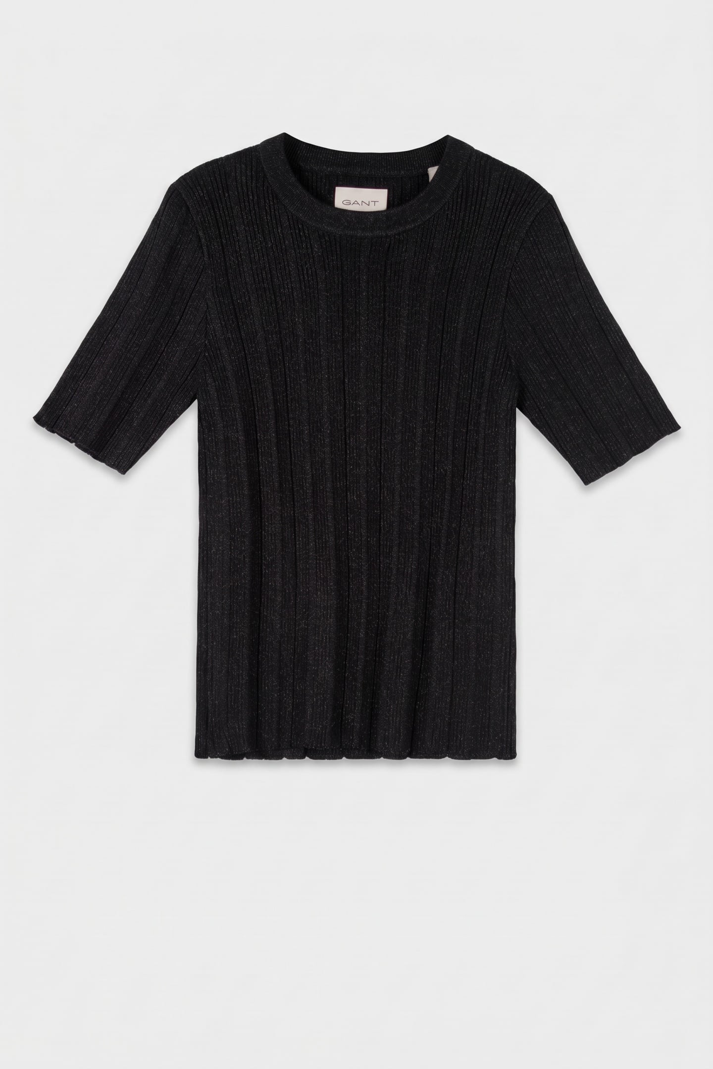 METALLIC RIBBED SS C-NECK BLACK 3