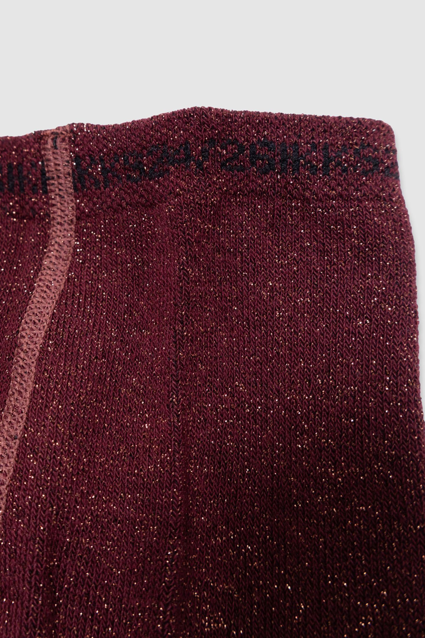 GIRLS’ BURGUNDY KNIT TIGHTS WITH COPPERY GLITTER 4