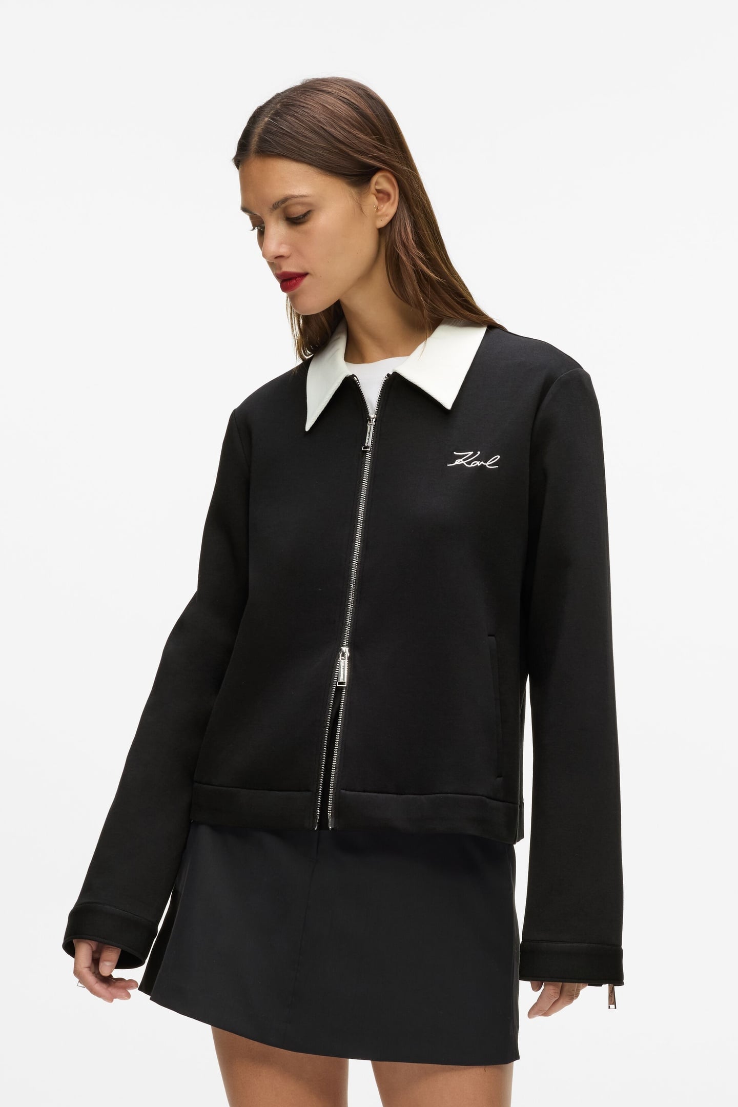 BW TWO WAY ZIP UP WHITE/BLACK 1