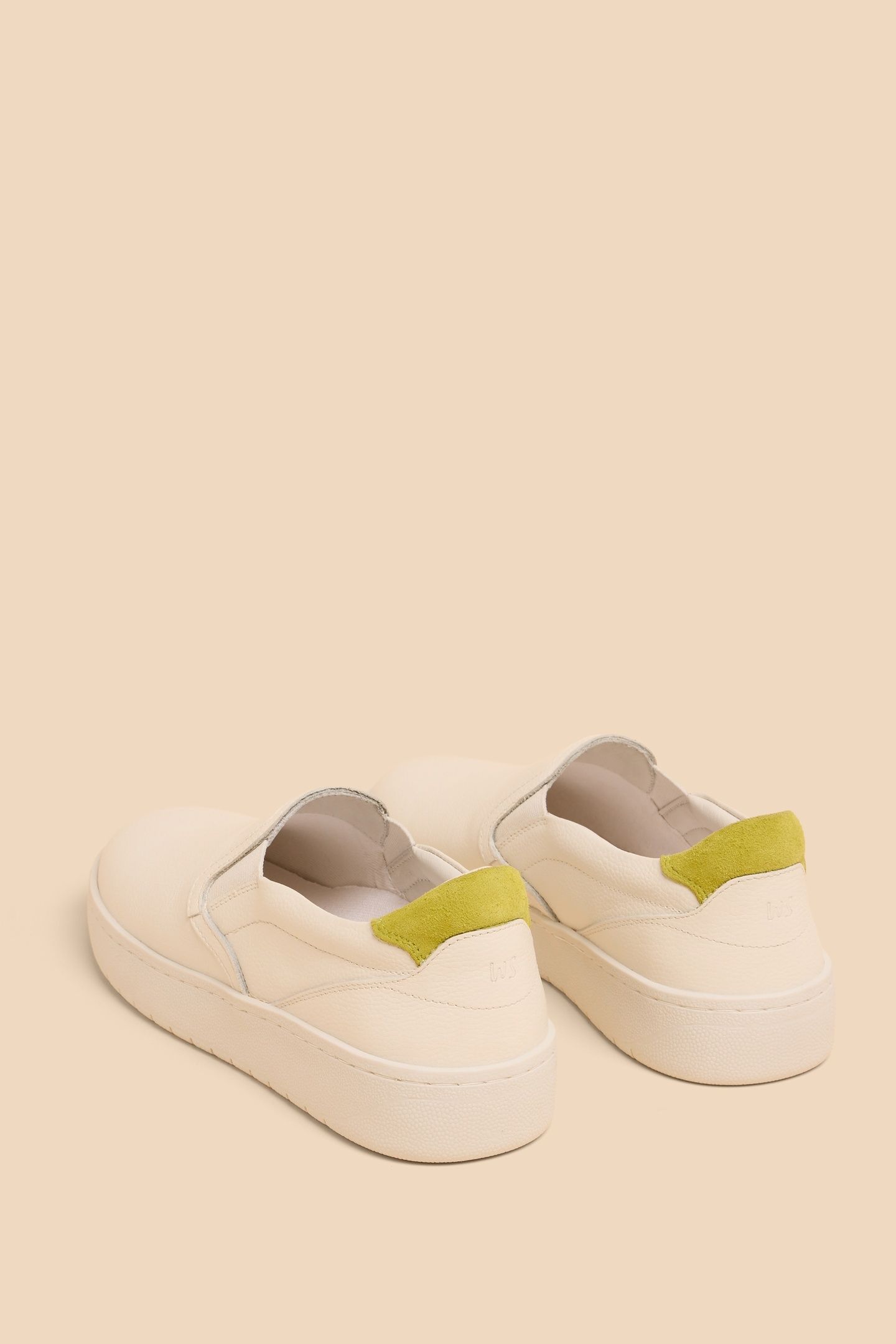 PRIMROSE LEATHER SLIP ON BRIL WHITE 5