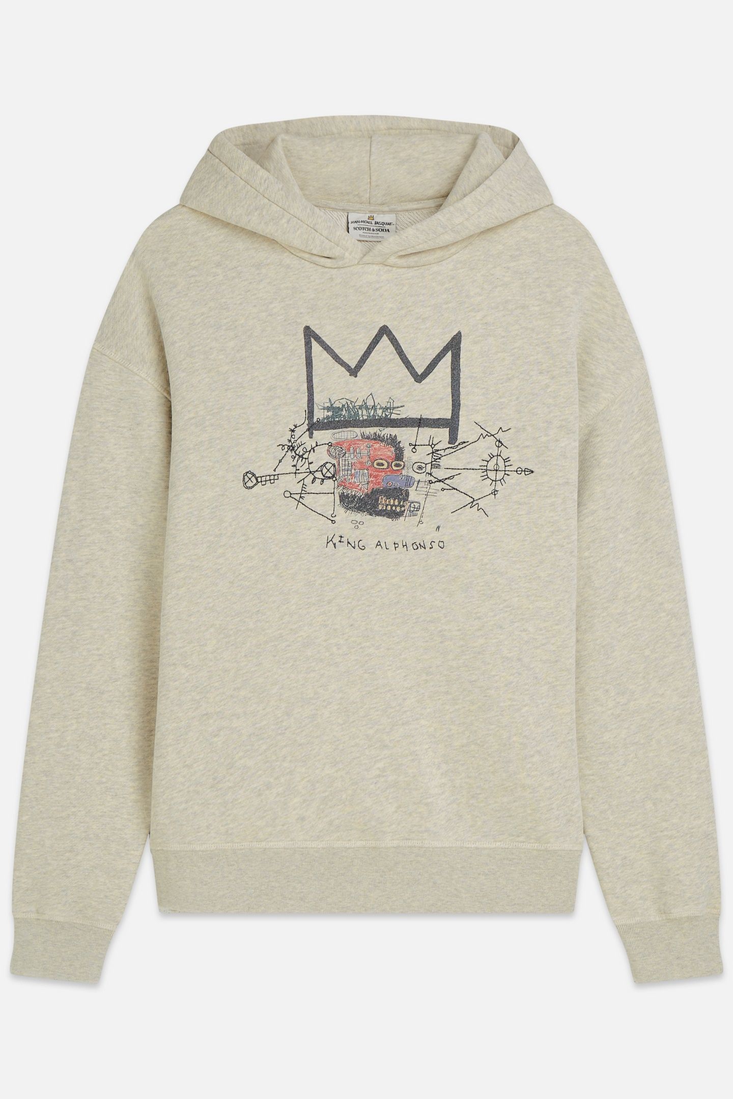 BASQUIAT WASHED ARTWORK RELAXEDFIT HOODIE LIGHT PASTEL GREY 1