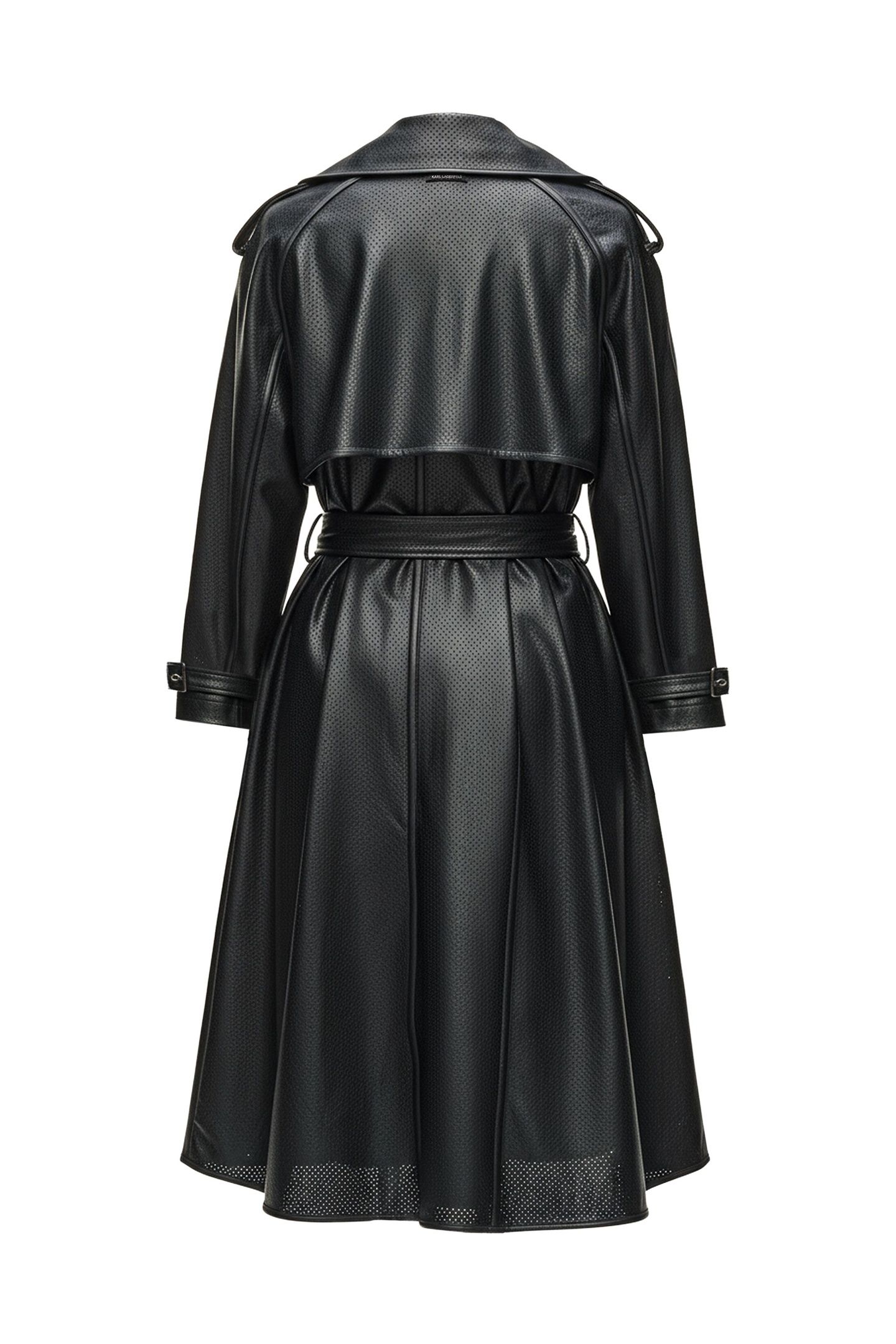 PERFORATED FAUX LEATHER TRENCH BLACK 7