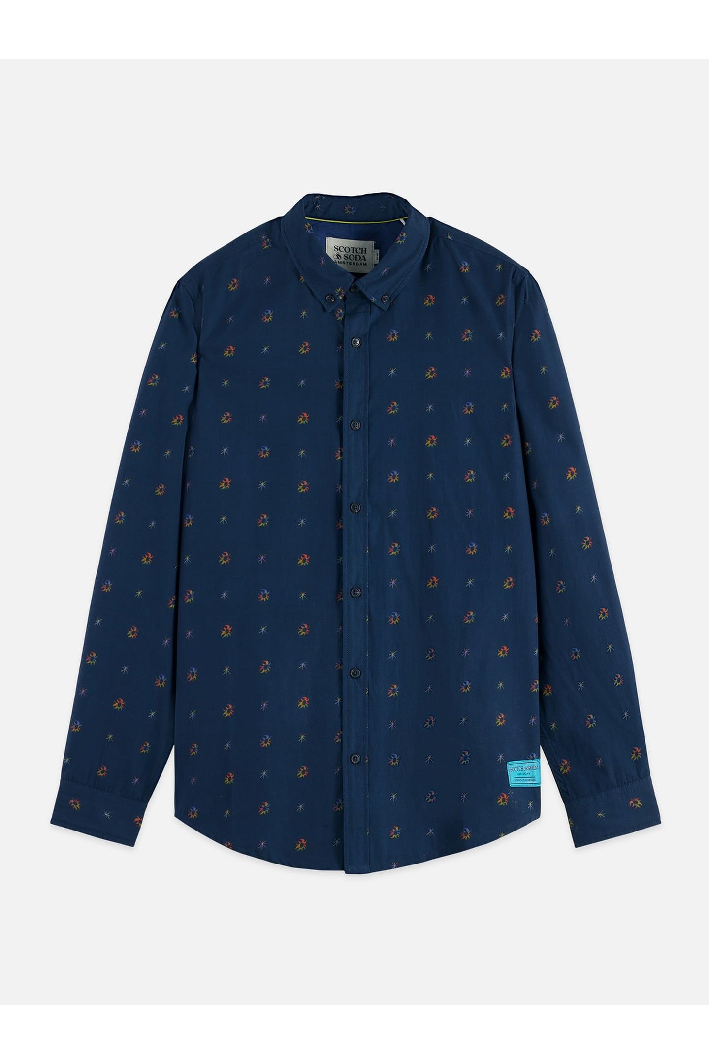 PRINTED COTTON SLIM-FIT SHIRT BLACK 1