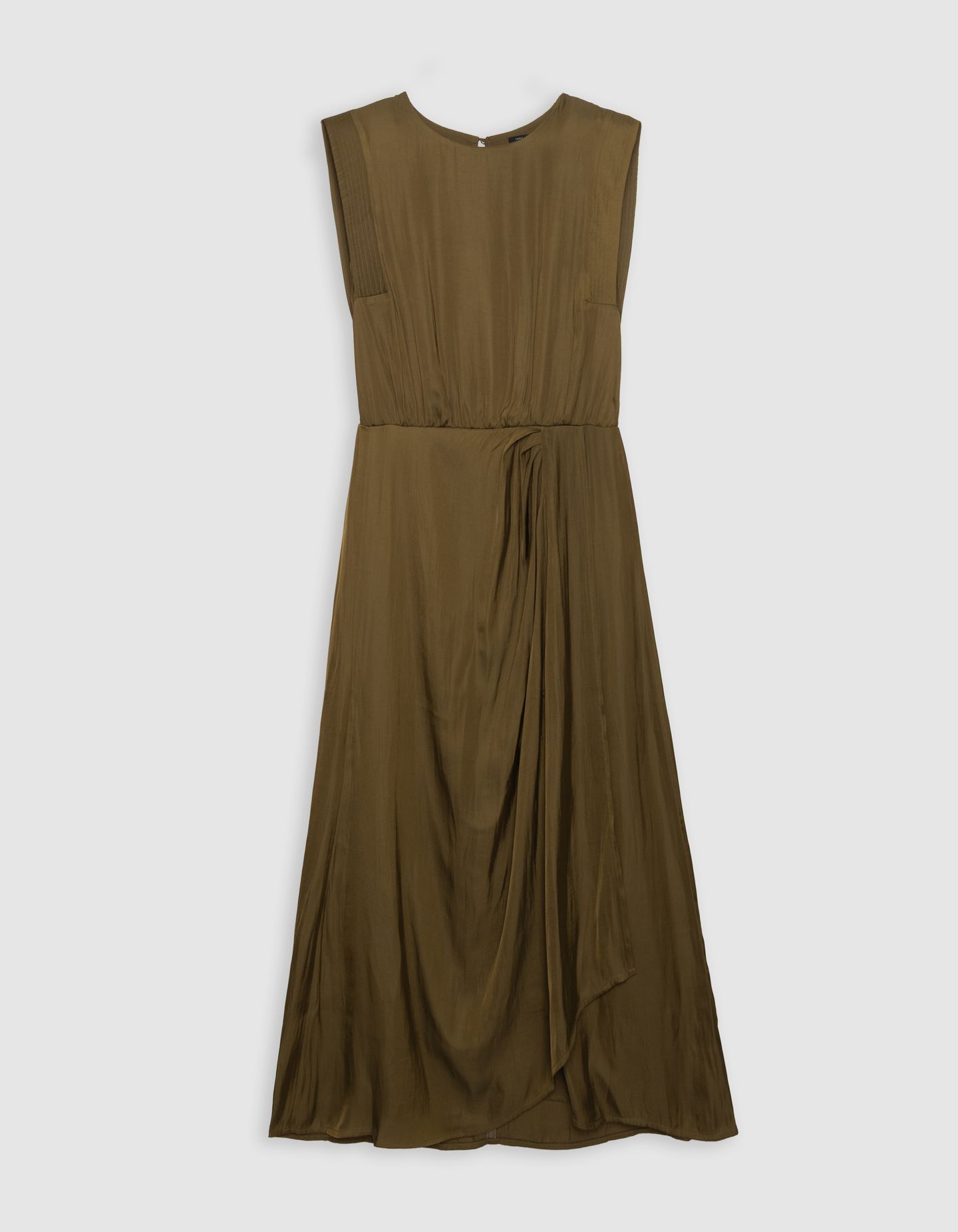 KHAKI RECYCLED POLYESTER FLOWING MIDI DRESS 3