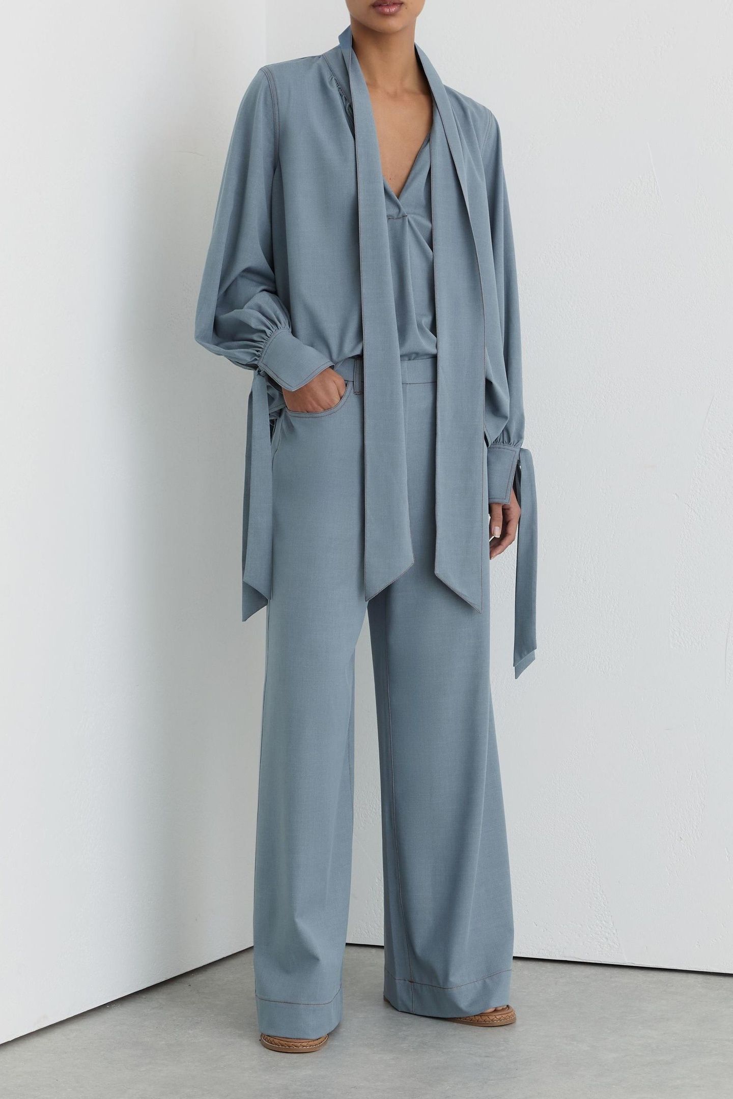 DENIM LOOK WIDE LEG TROUSER LIGHT BLUE 3