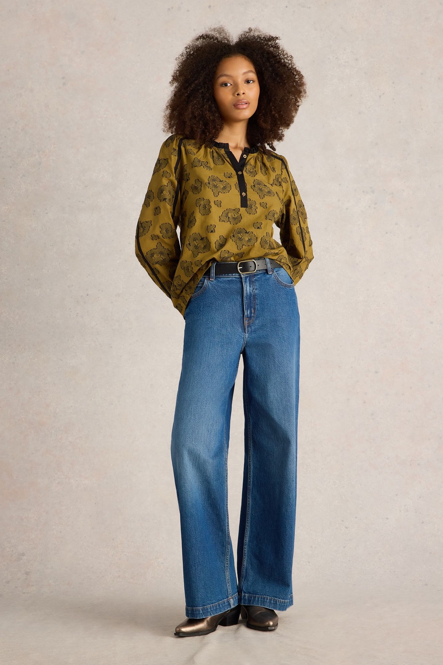 FAWN JACQUARD TOP GREEN MLT 3