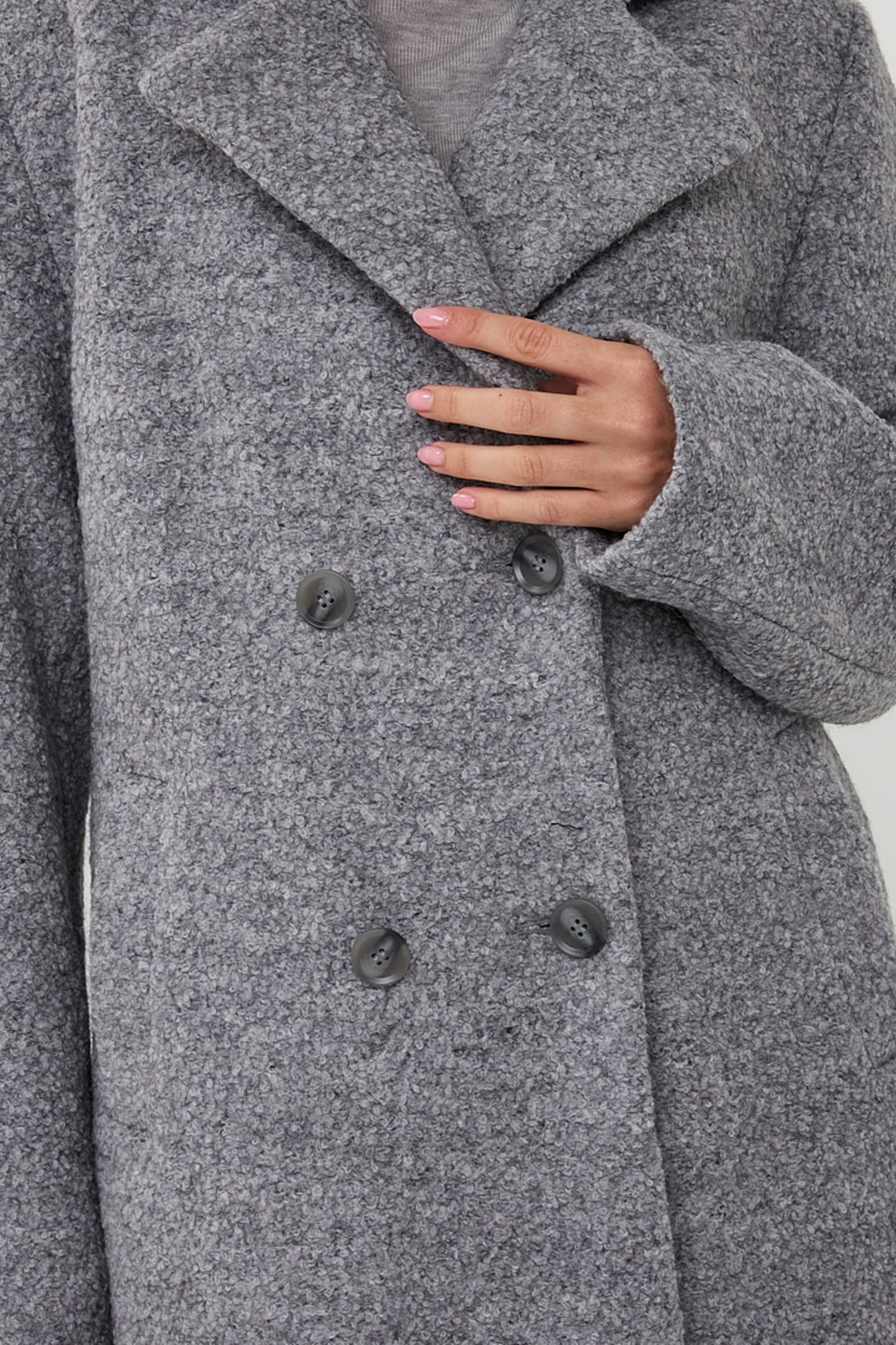 COAT DOUBLE BREASTED BOUCLE DARK GREY 5