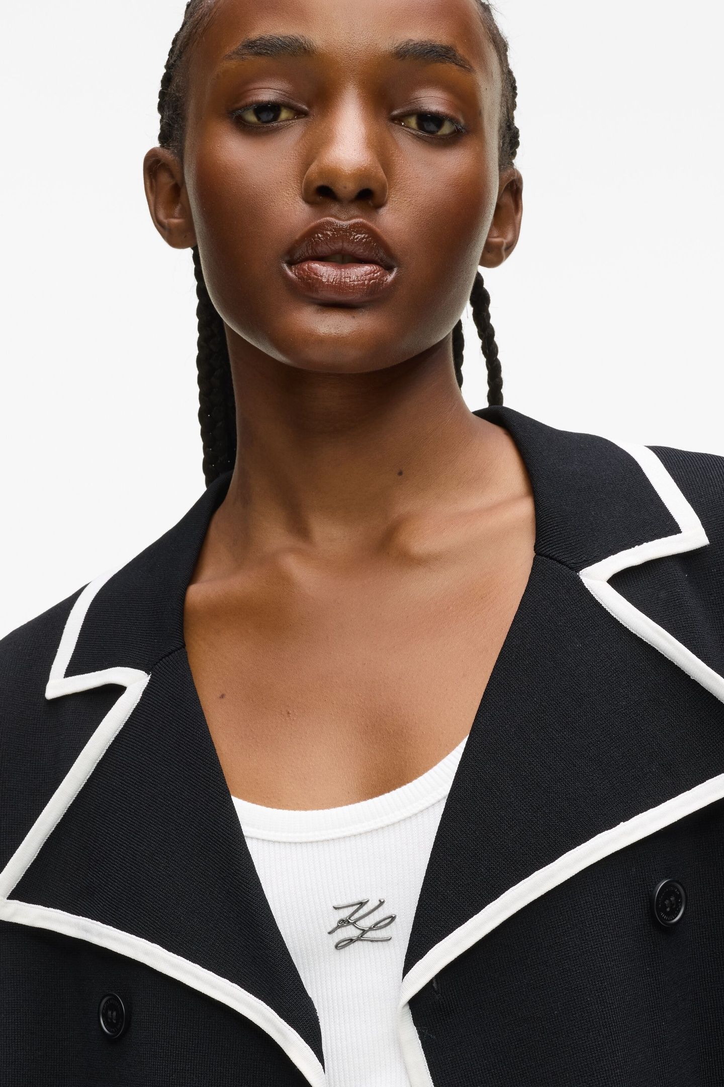 CONTRAST KNIT CARDIGAN BLACK/WHITE 6