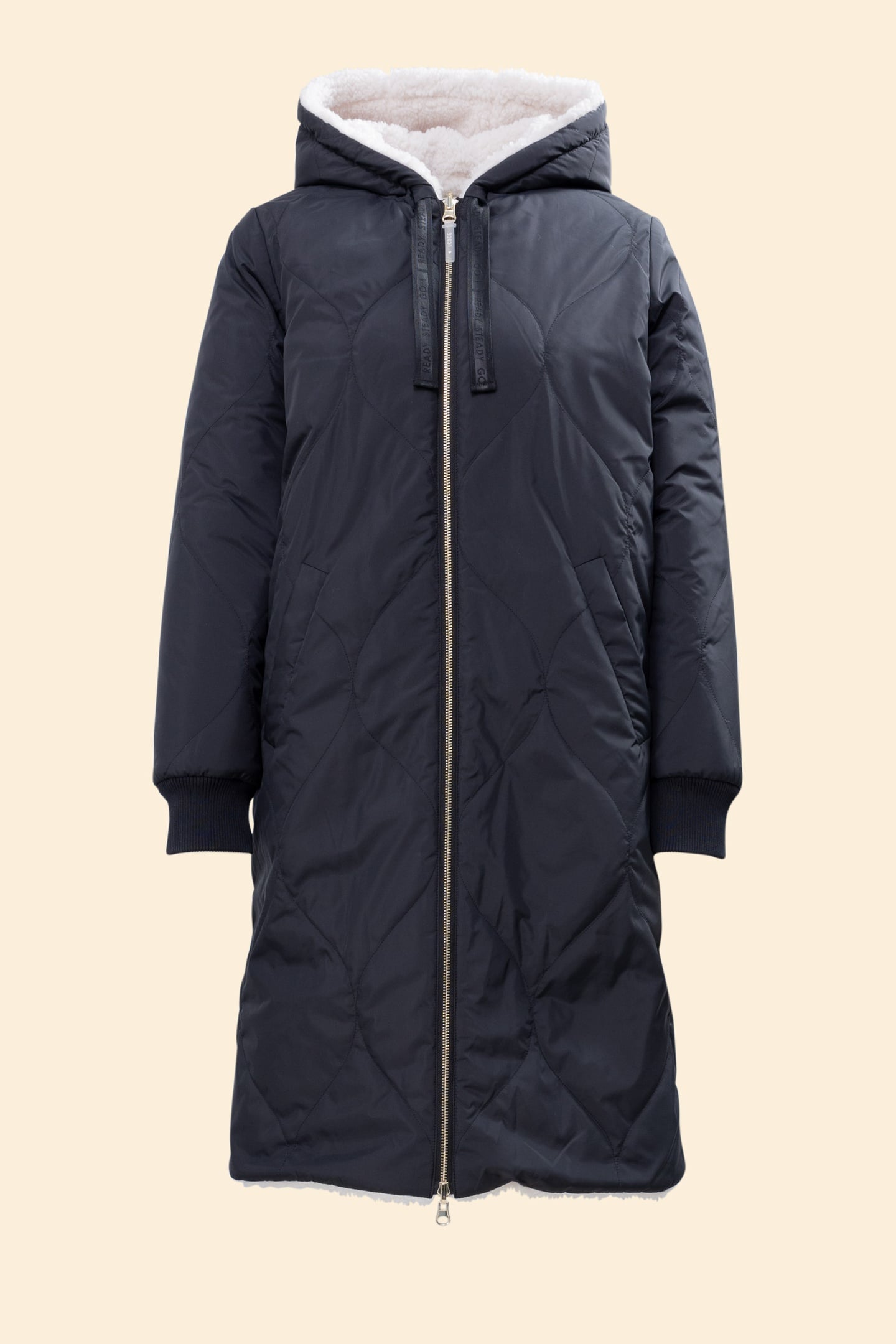 BLACK NYLON/ECRU SHERPA REVERSIBLE PARKA 4