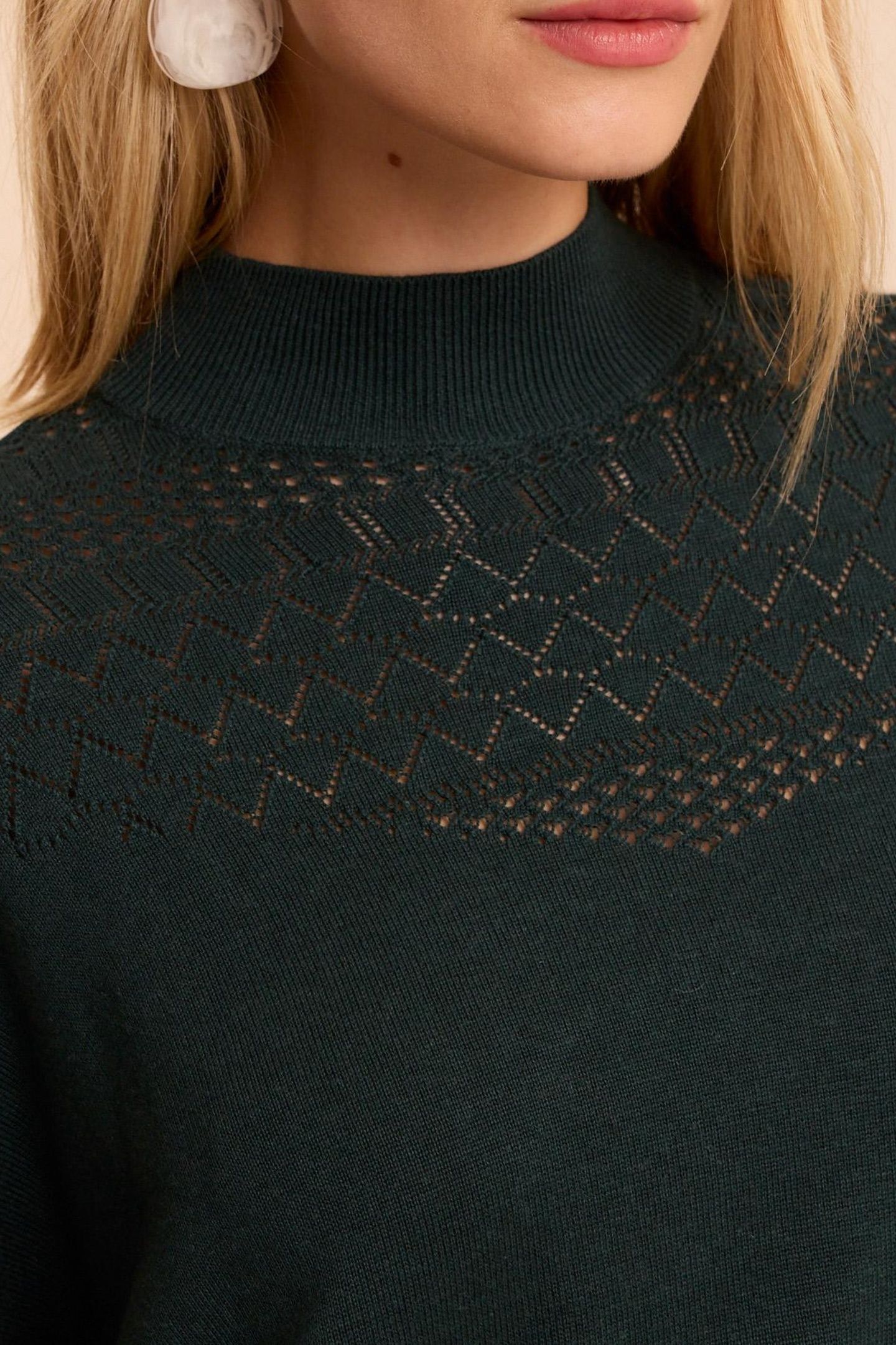 GREEN FINE OPENWORK STITCH KNIT CAPE SWEATER CECILE 6