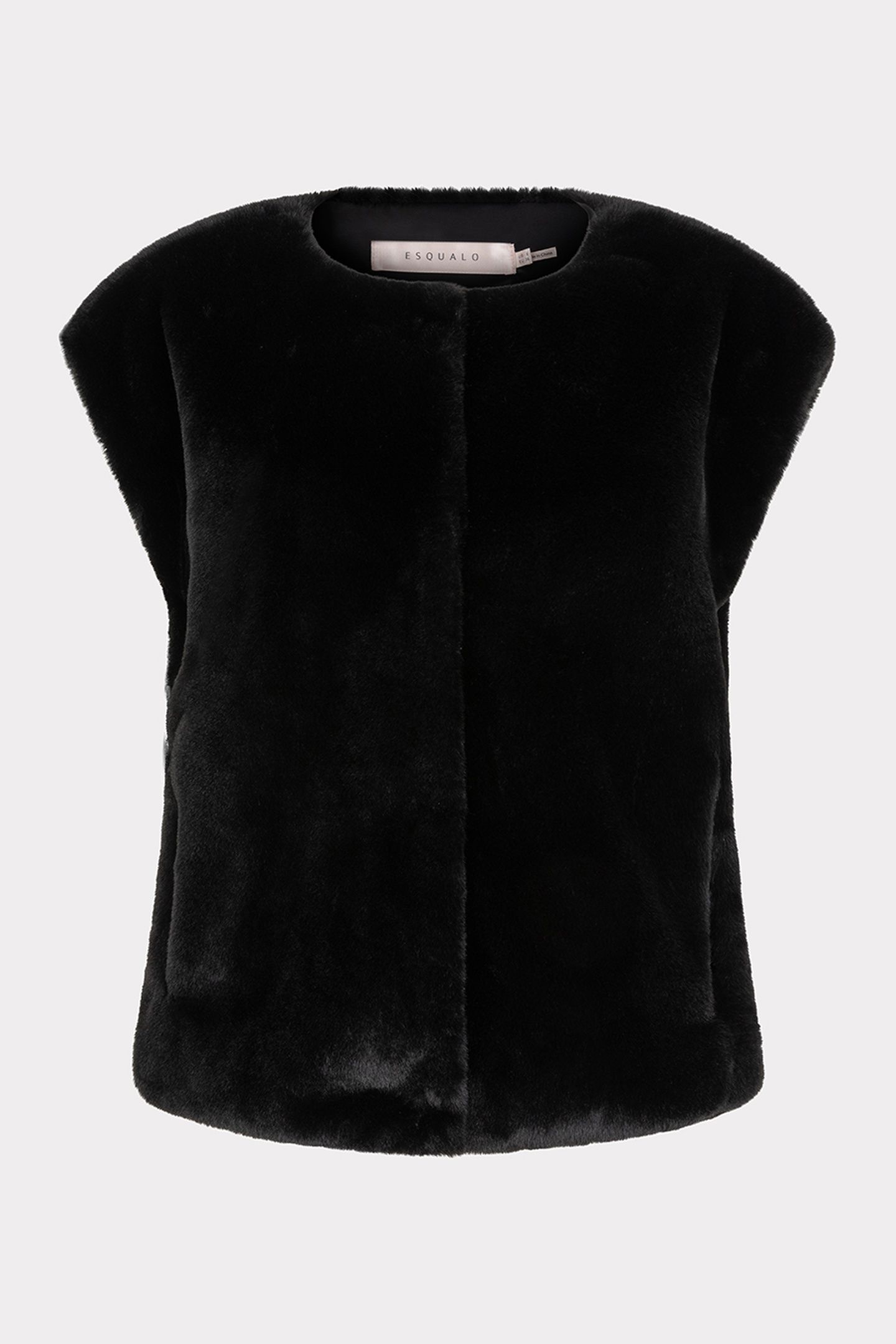 BODYWARMER FAKE FUR BLACK 5