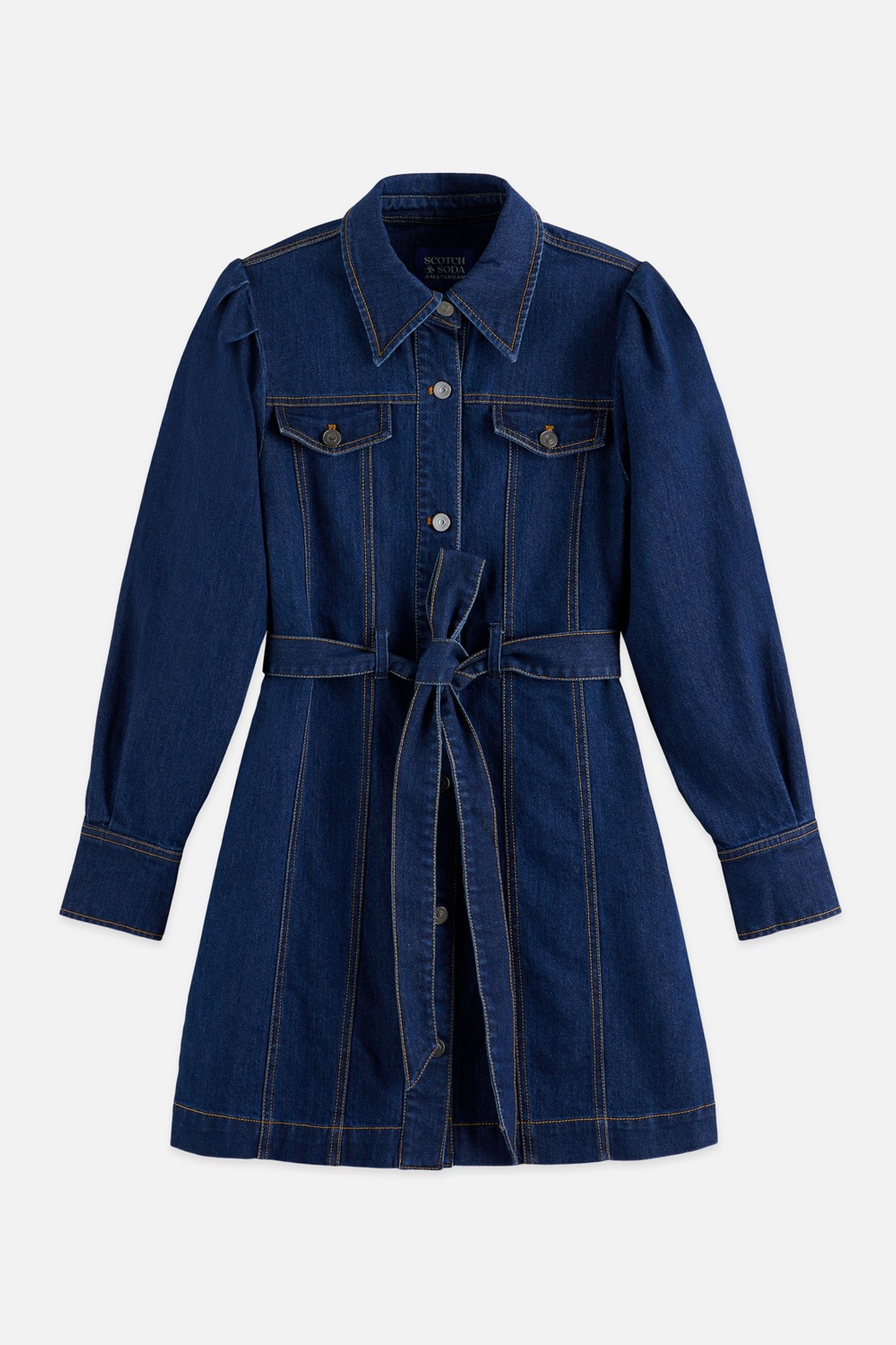 FITTED DENIM WESTERN MINI DRESS TOP NOTCH 1