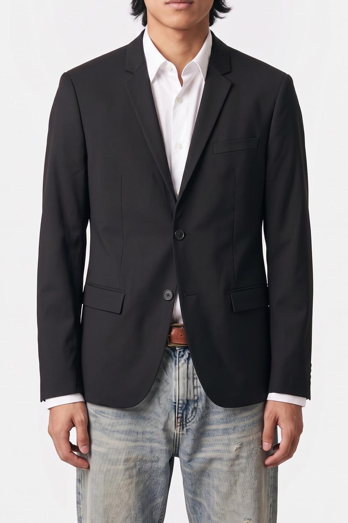 TRAVEL GABARDINE SLIM BLAZER BLACK 1