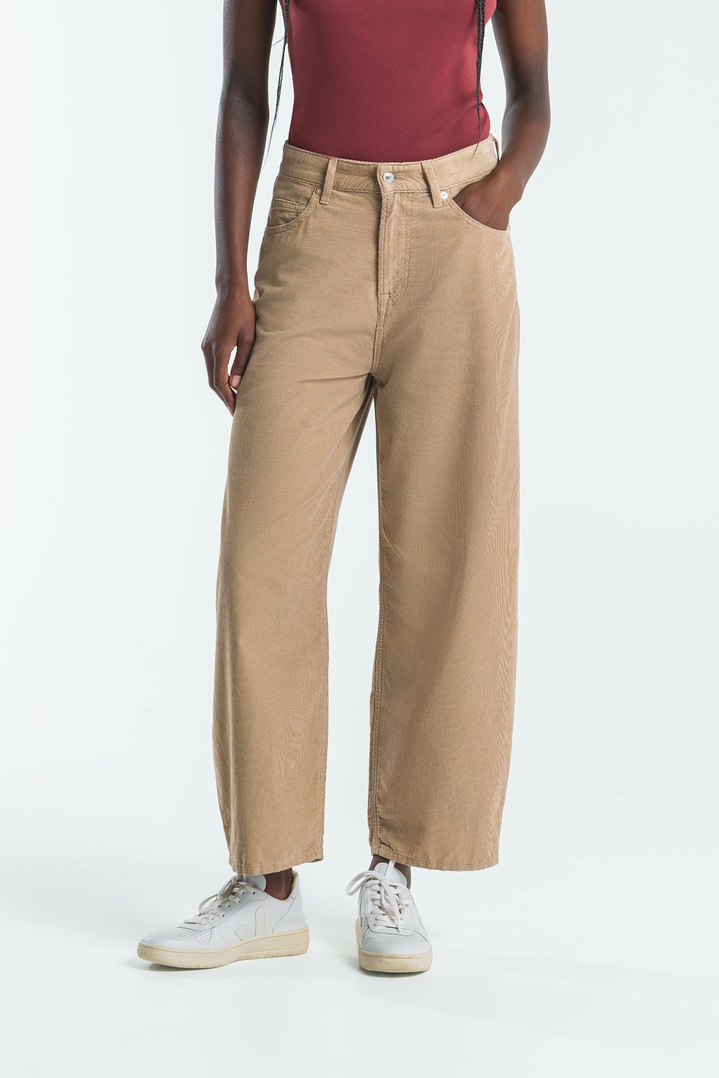LEILA CORD PANTS SILVER MINK 1