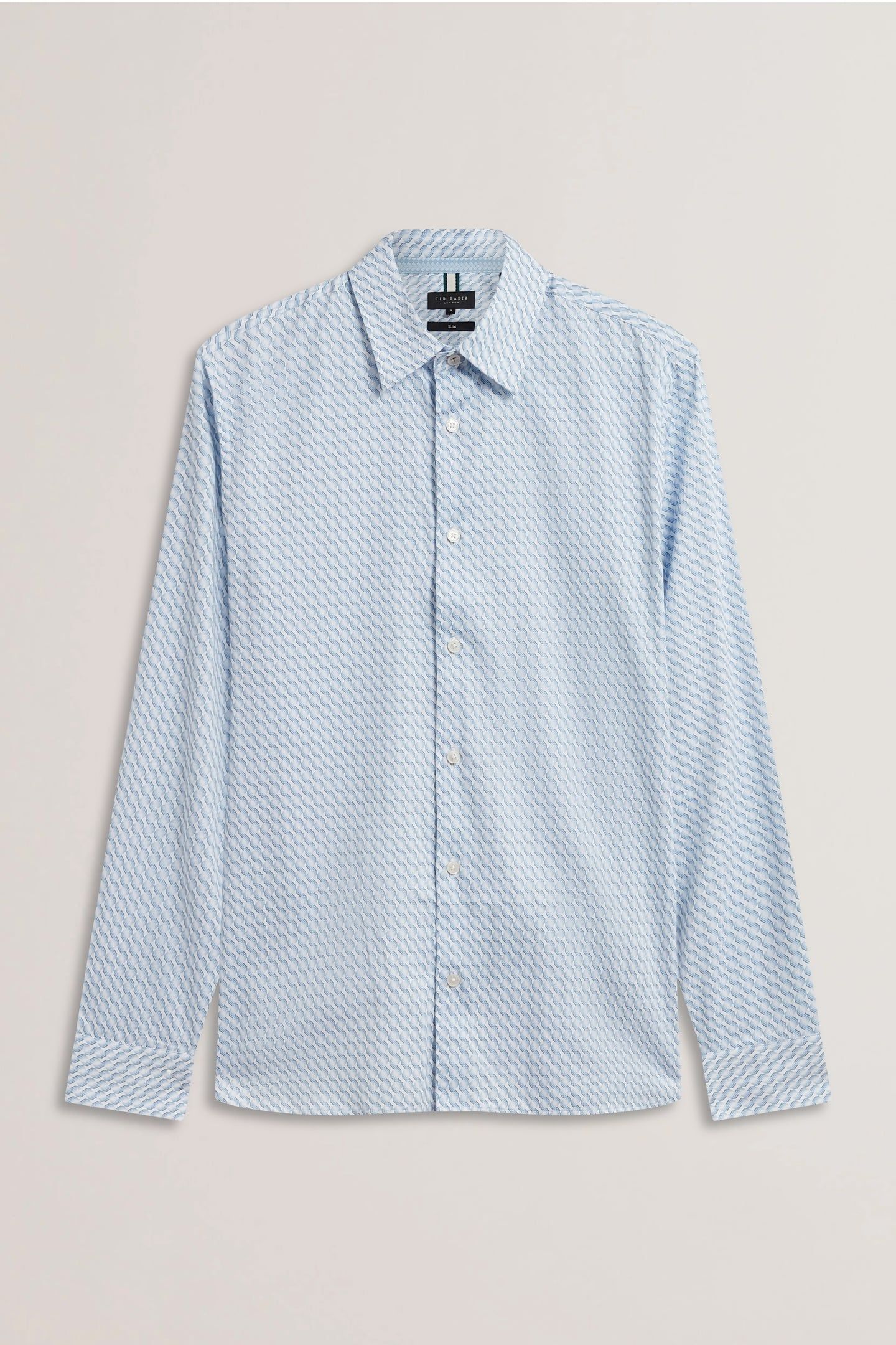 REMFORD LS SLIM STRIPE GEO PRINT SHIRT BLUE 3