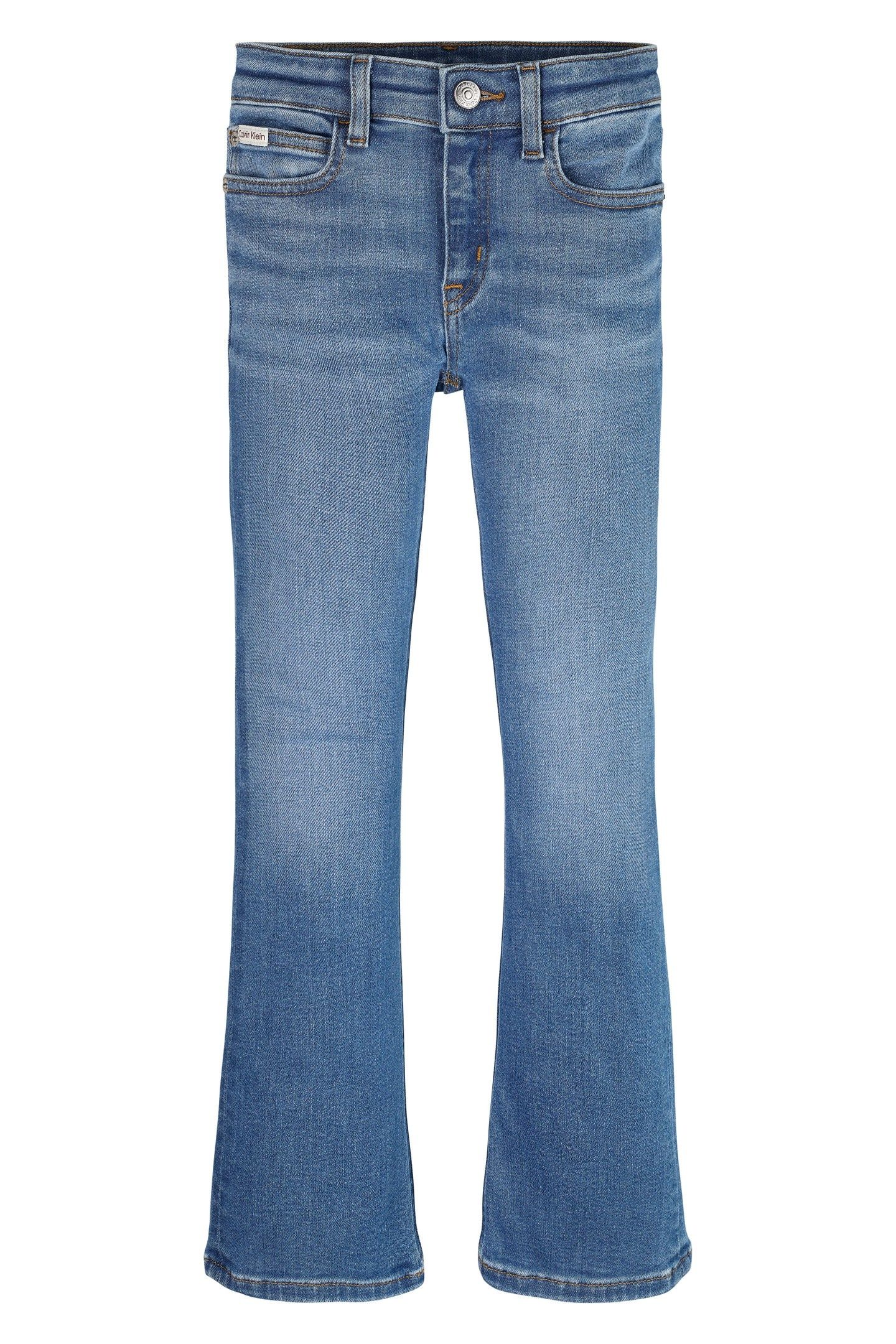 GIRLS MID RISE FLARE ESSENTIAL WASHED BLUE 1