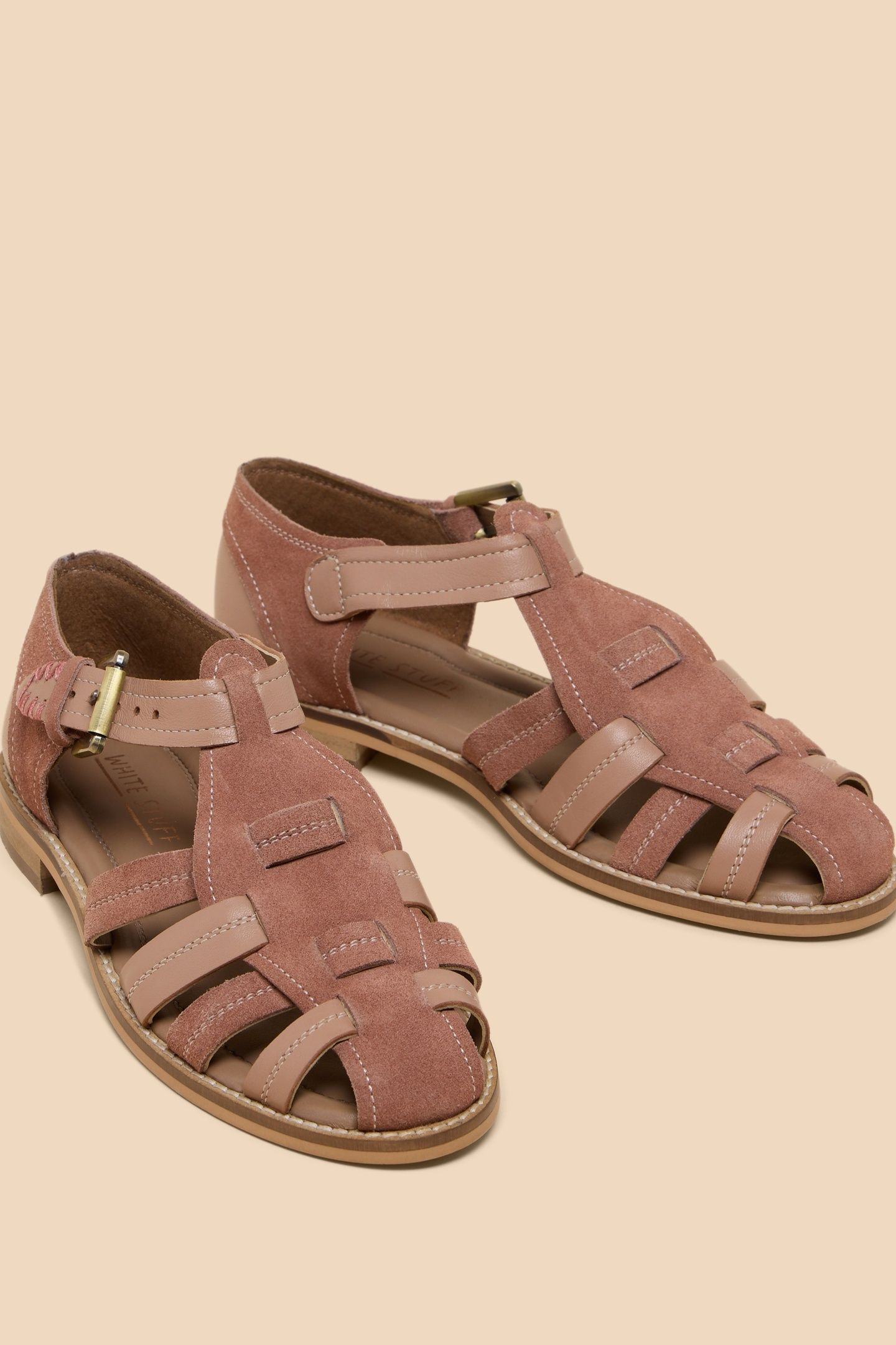 FLORAL LEATHER FISHERMAN SHOE LGT PINK 4