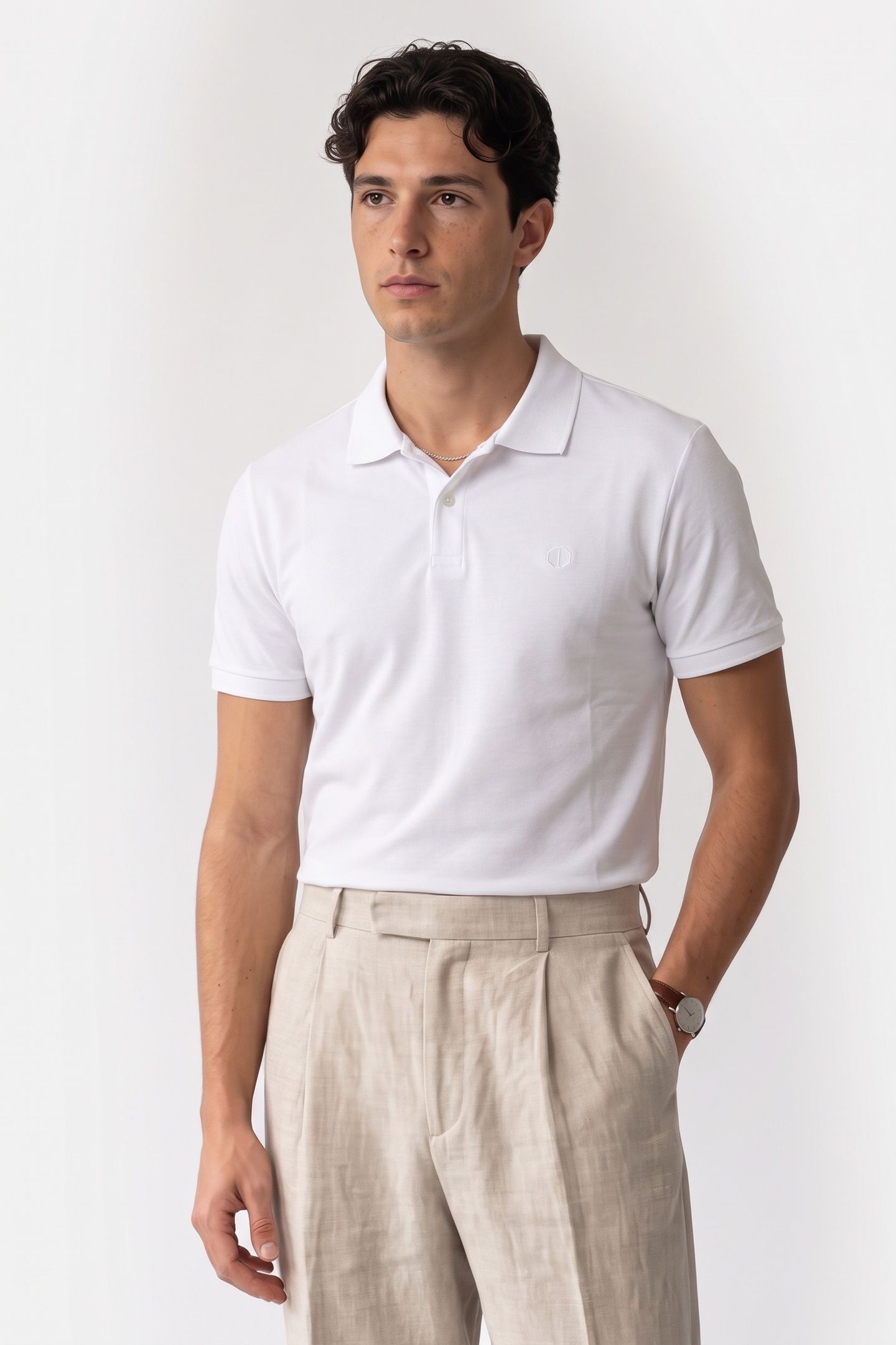 DS_BOWIE V-NECK POLO WHITE 1