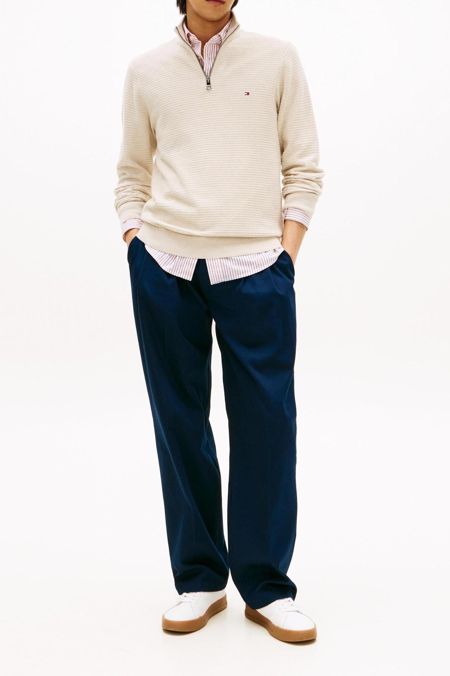 SEASONAL STRUCTURE ZIP HEATHERED OATMILK 1