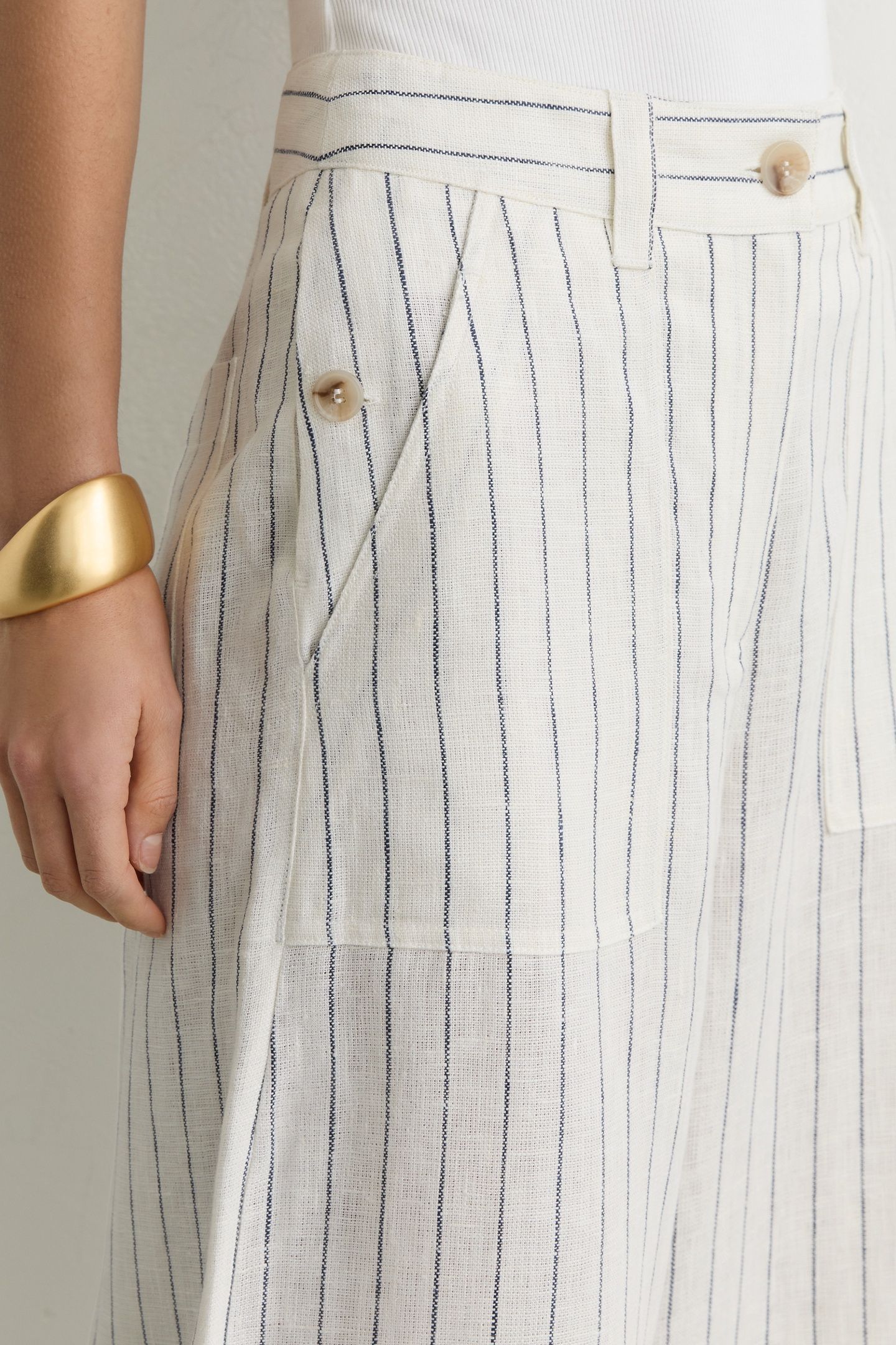 WIDE LEG STRIPE LINEN TROUSER WHITE/NAVY 7
