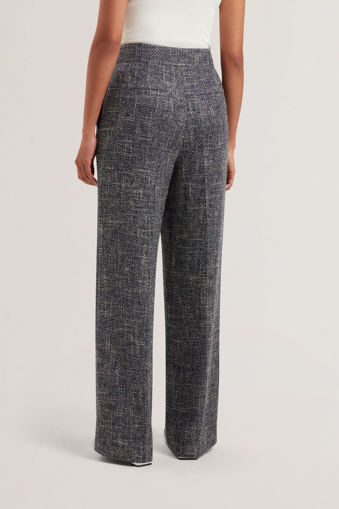 ABIESH BOUCLE TAILORED WIDE LEG TROUSERS NAVY 2