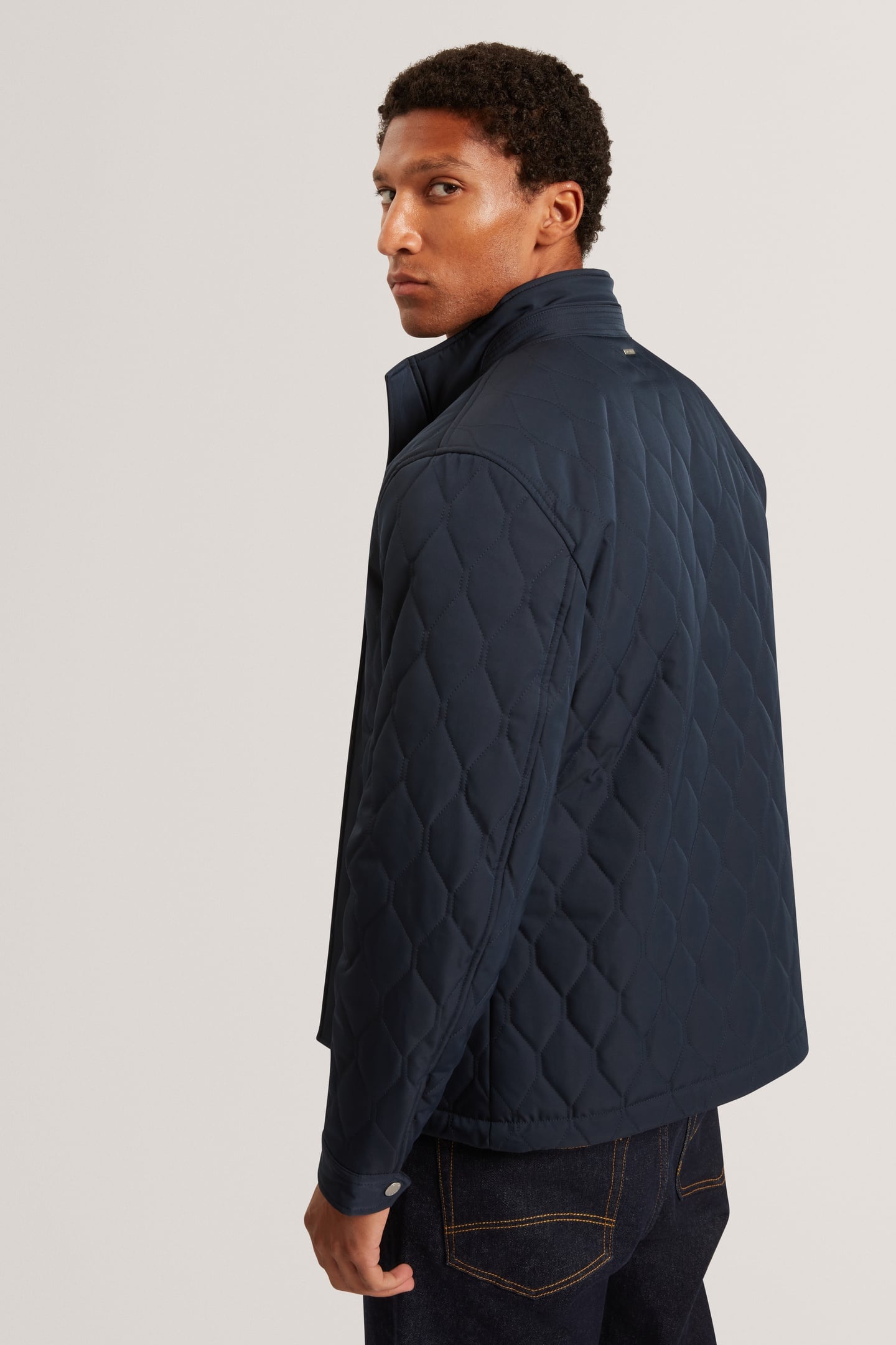 REGULAR FIT DIAMOND QUILTED COAT NAVY 2