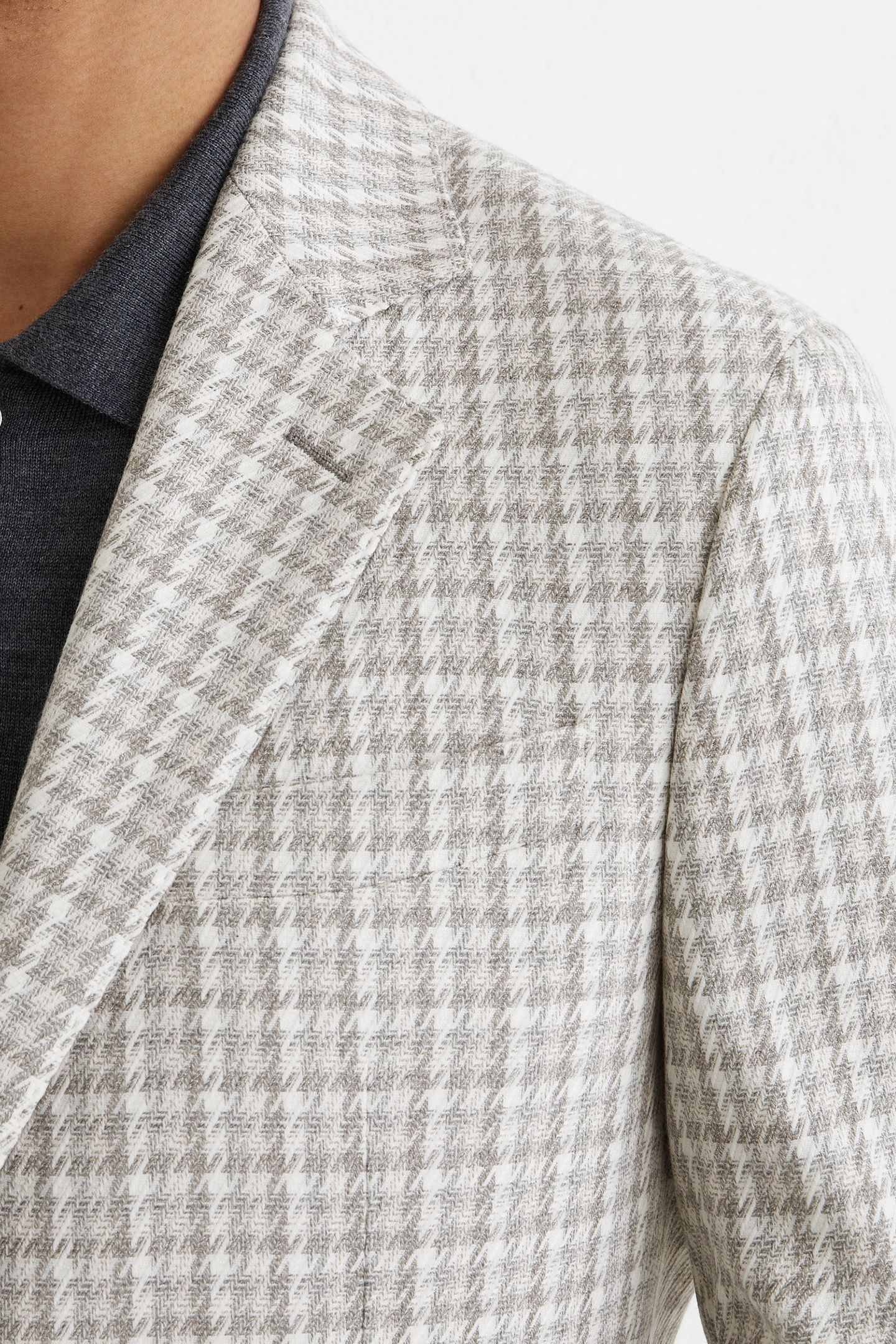 SB 2B NOTCH DOGTOOTH CHECK BLAZER SOFT GREY 8