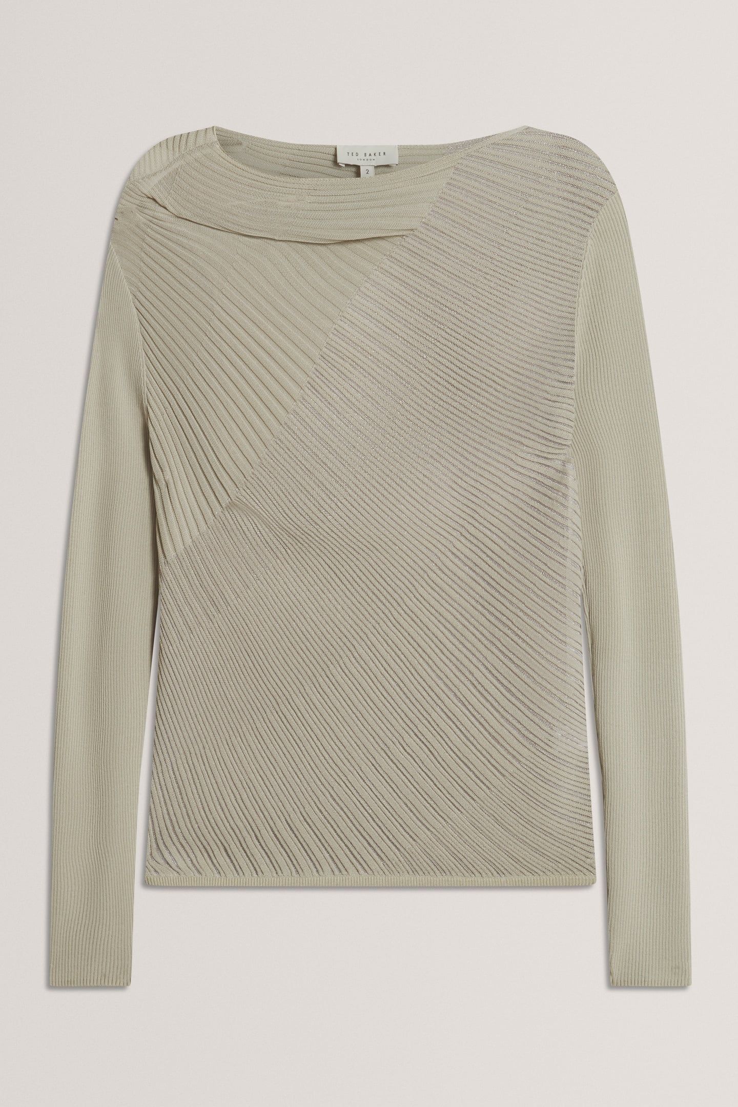 LONG SLEEVE SHEER DETAIL KNIT TOP GREY 3
