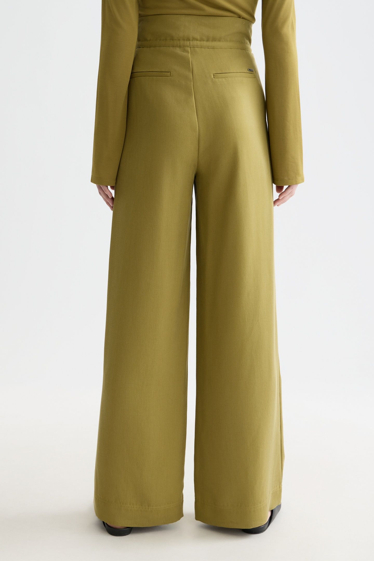 JUNE - HIGH RISE WIDE LEG TWILL PAPERBAG PANTS GREEN MOSS 2