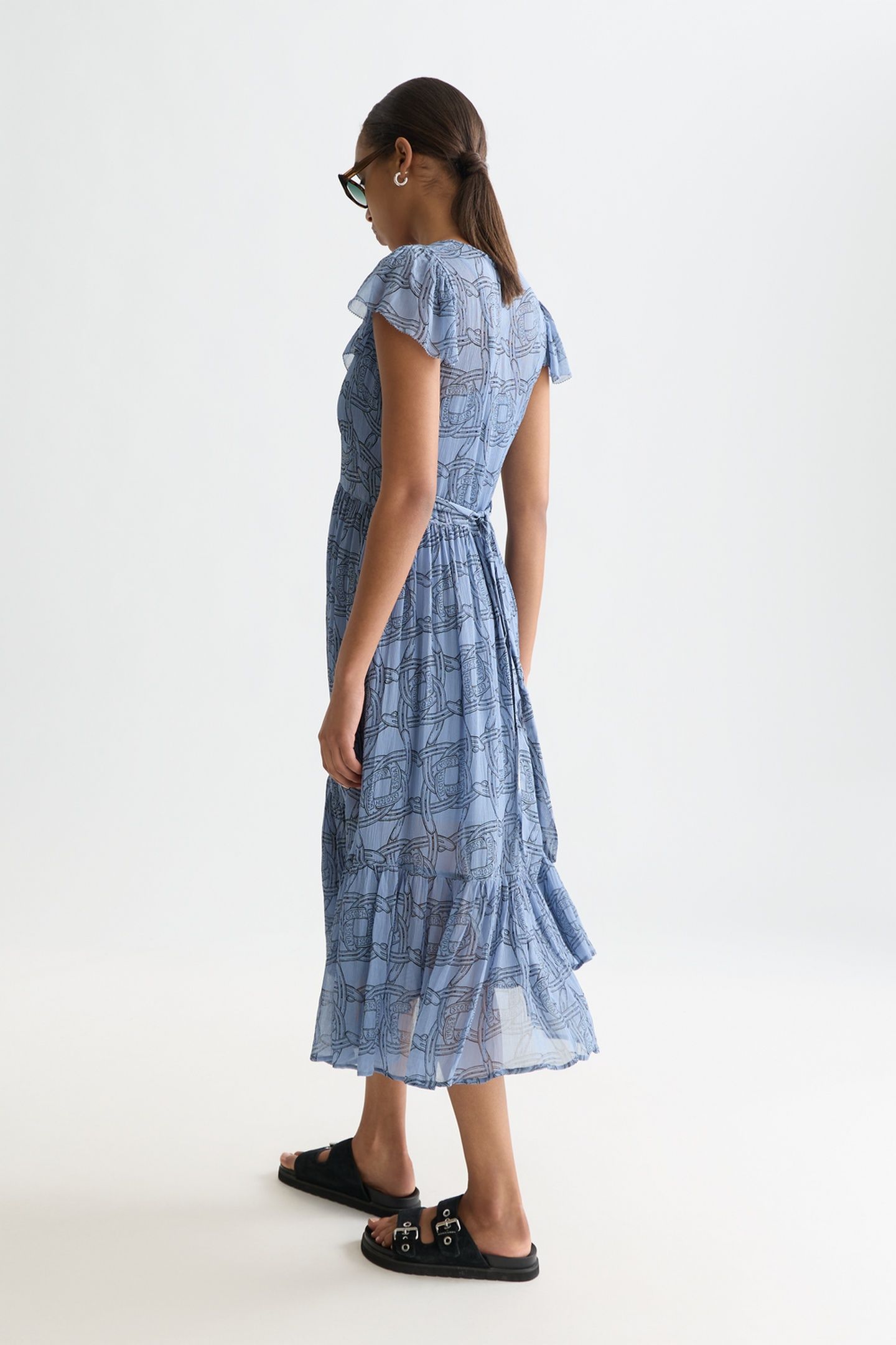 PRINTED CHIFFON MIDI DAY DRESS HORSESHOES INFINITY 6