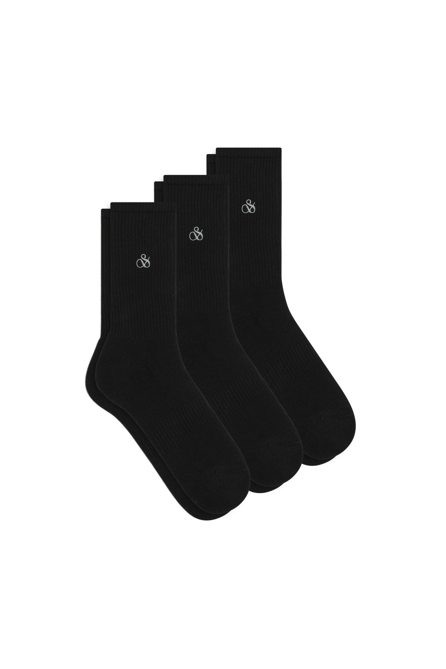 3PK MENS NON TERRY CASUAL CREW BLACK 1