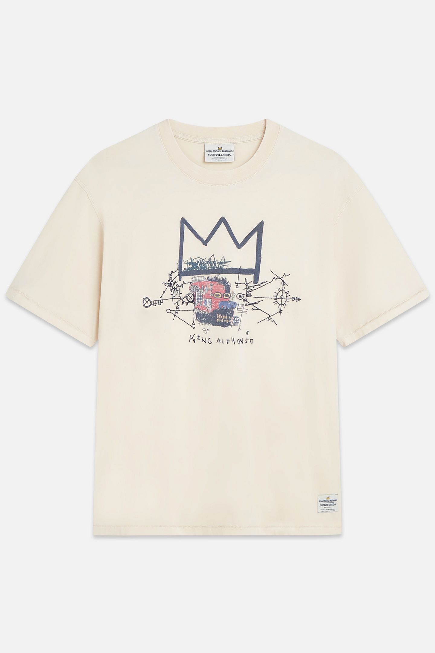 BASQUIAT WASHED ARTWORK T-SHIRT EGGNOG 4