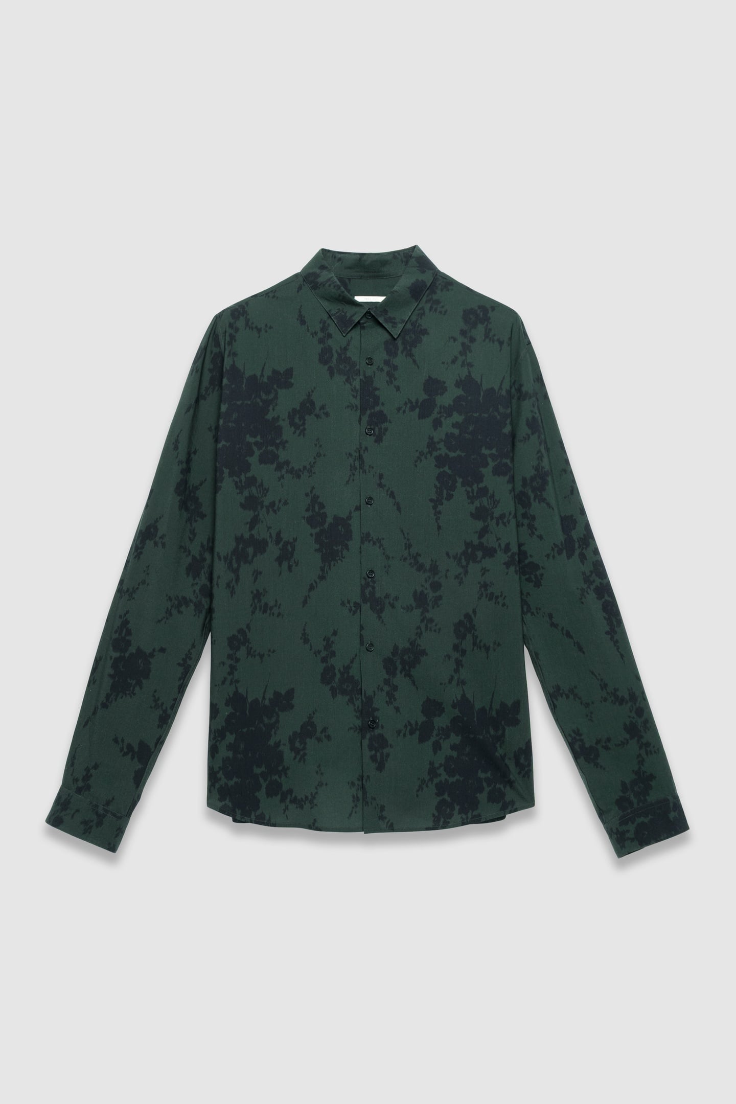 GREEN BLURRED FLORAL SLIM LONG-SLEEVED SHIRT 4