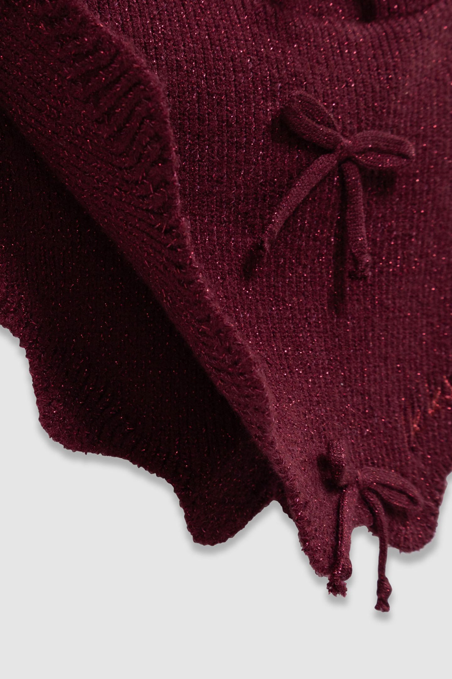 GIRLS’ PINK GLITTERY KNIT COWL WITH BOW DECOR 7