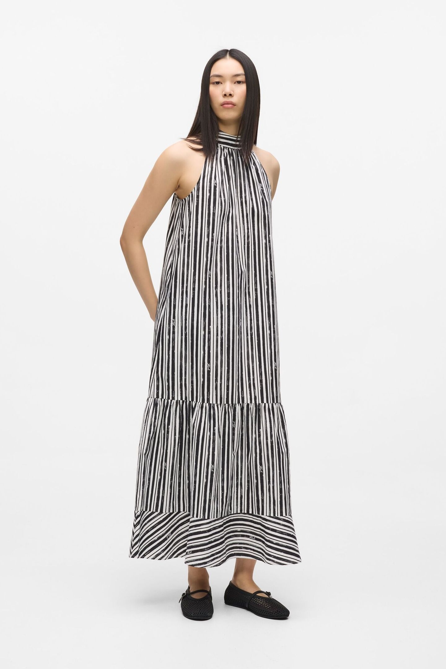 MAXI COTTON STRIPE DRESS BLACK STRIPES 2