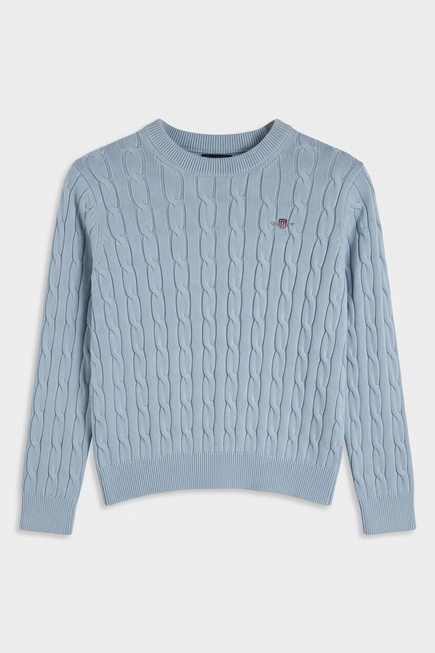 KIDS UNISEX COTTON CABLE SHIELD CREW CALMING BLUE 2