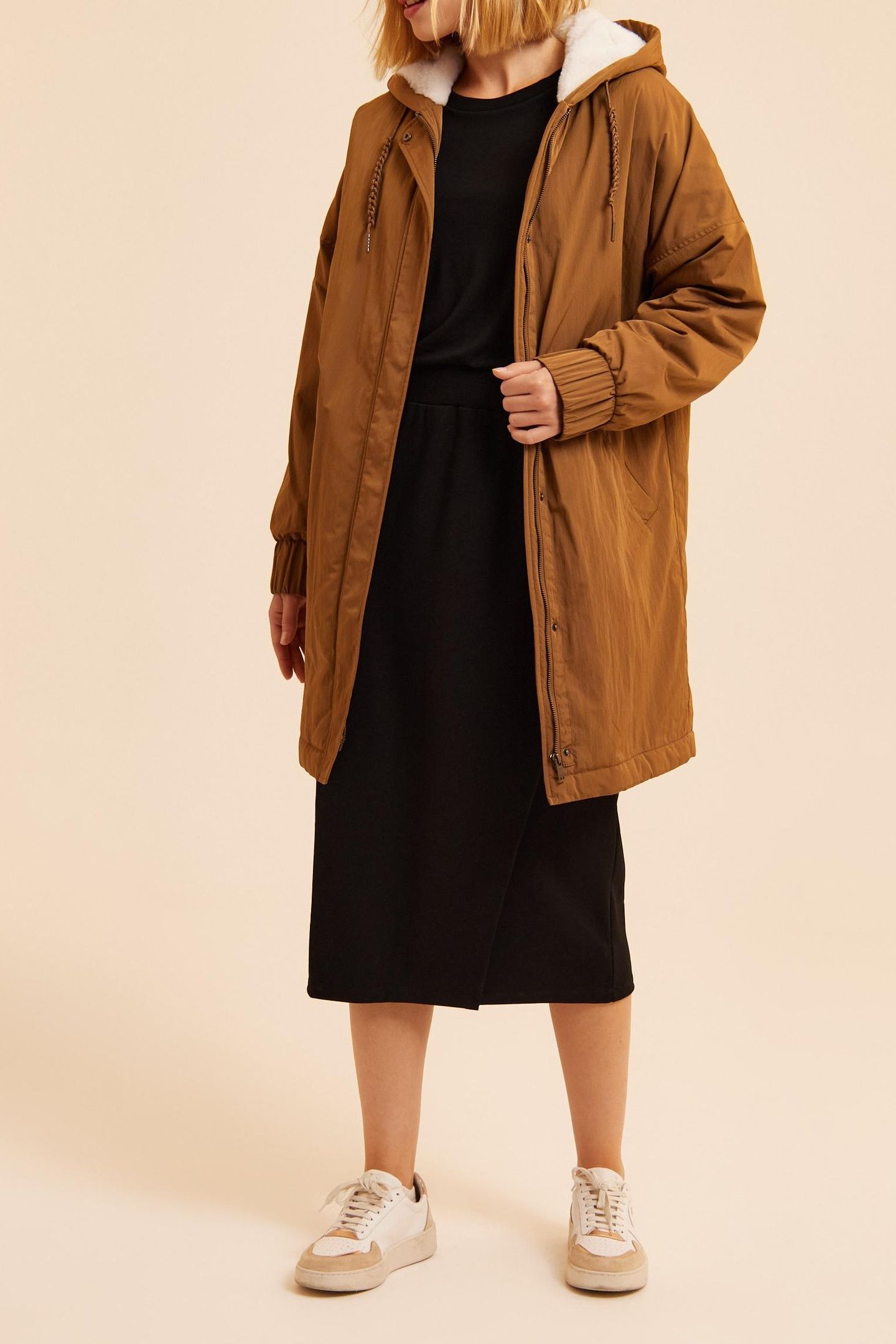 CAMEL NYLON FUR-LINED PARKA 1
