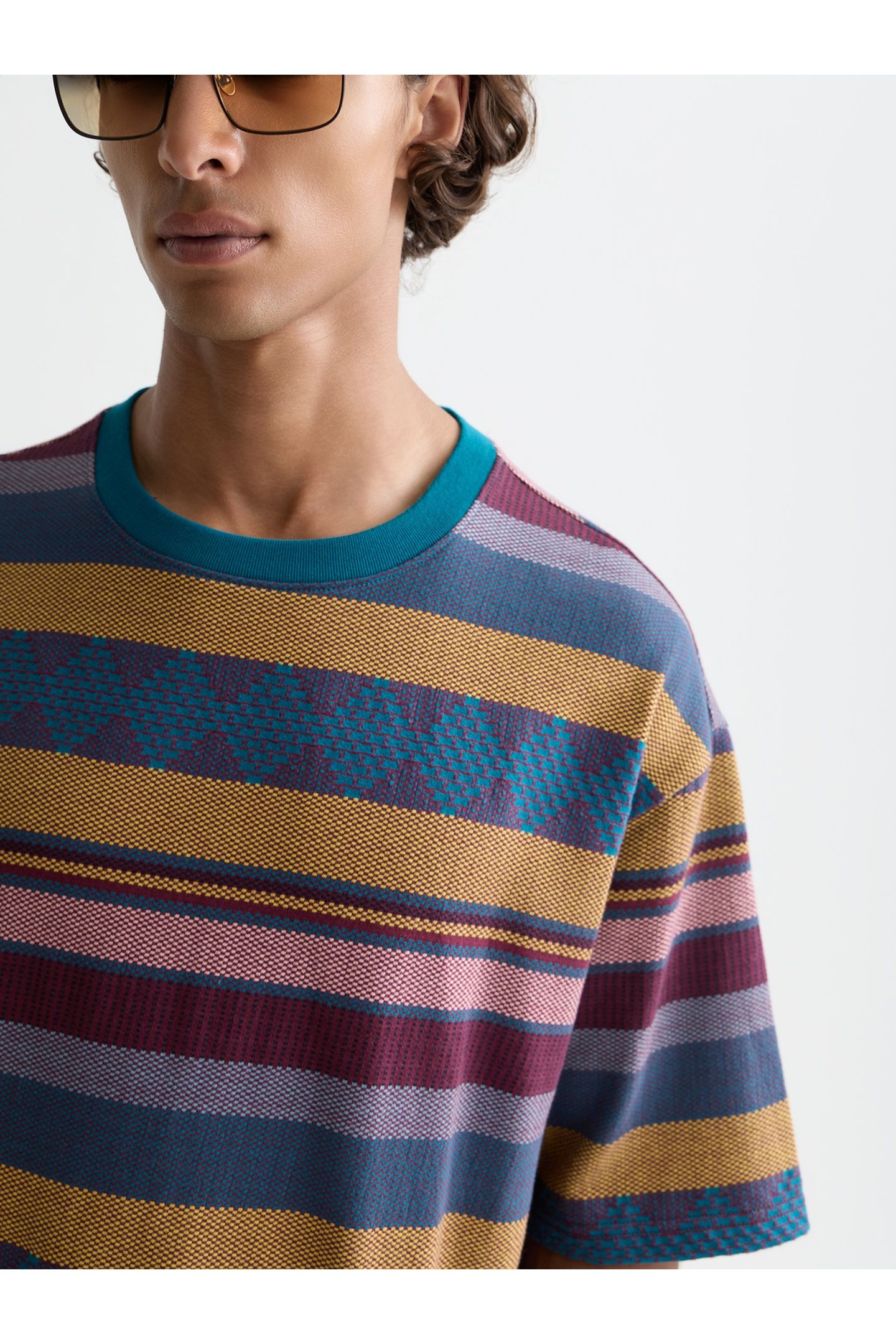 JACQUARD-KNITTED LOOSE-FIT T-SHIRT MEDIUM BROWN 6
