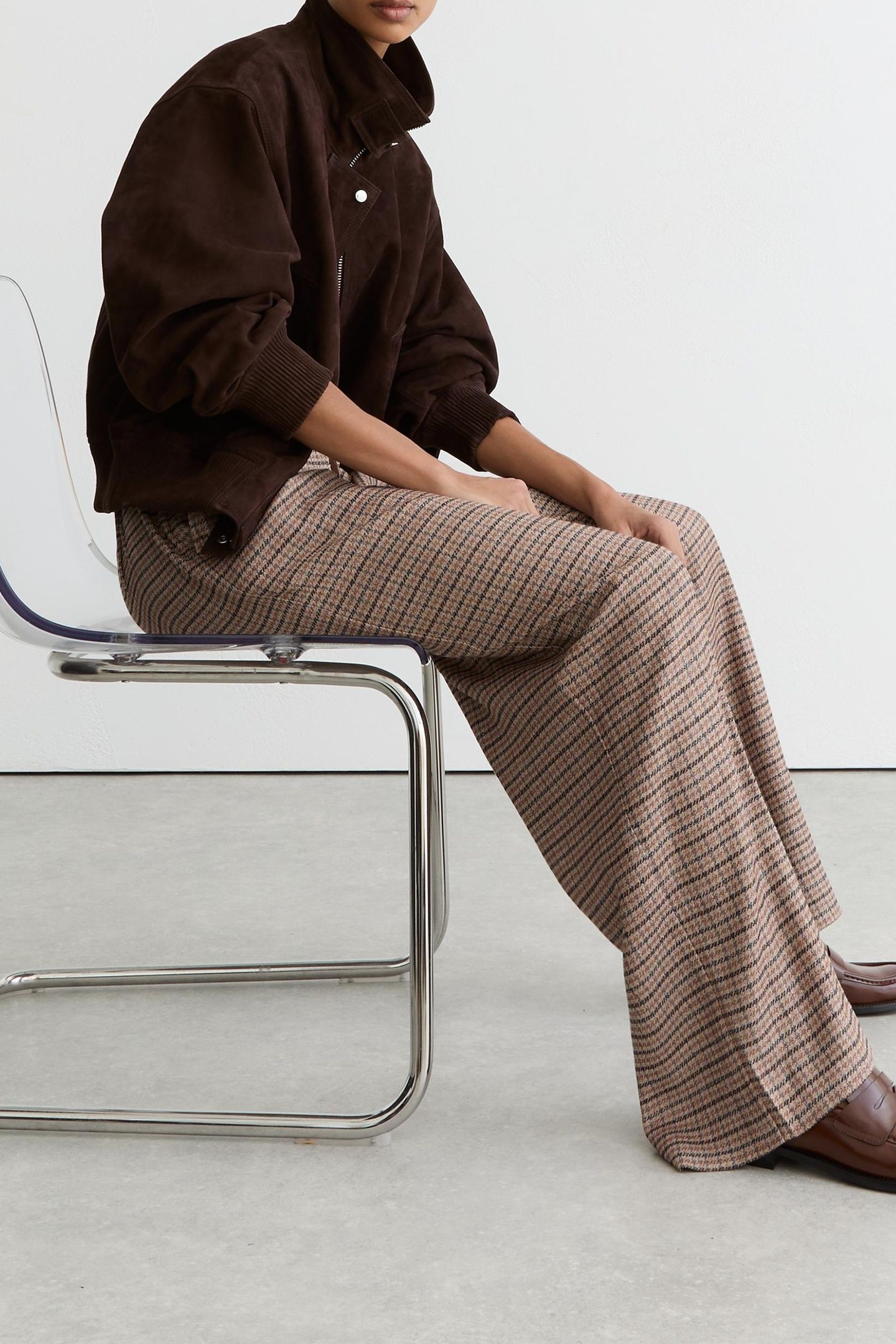 WIDE LEG CHECK TROUSER NEUTRAL CHECK 4