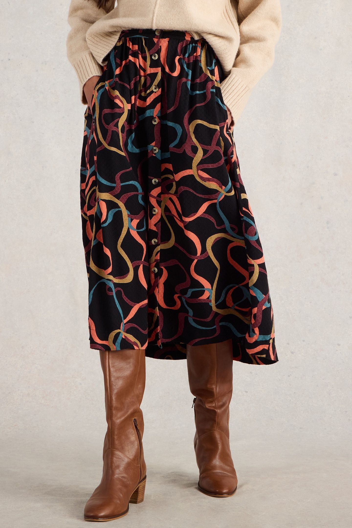 HEATHER MIDI SKIRT BLK PR 2