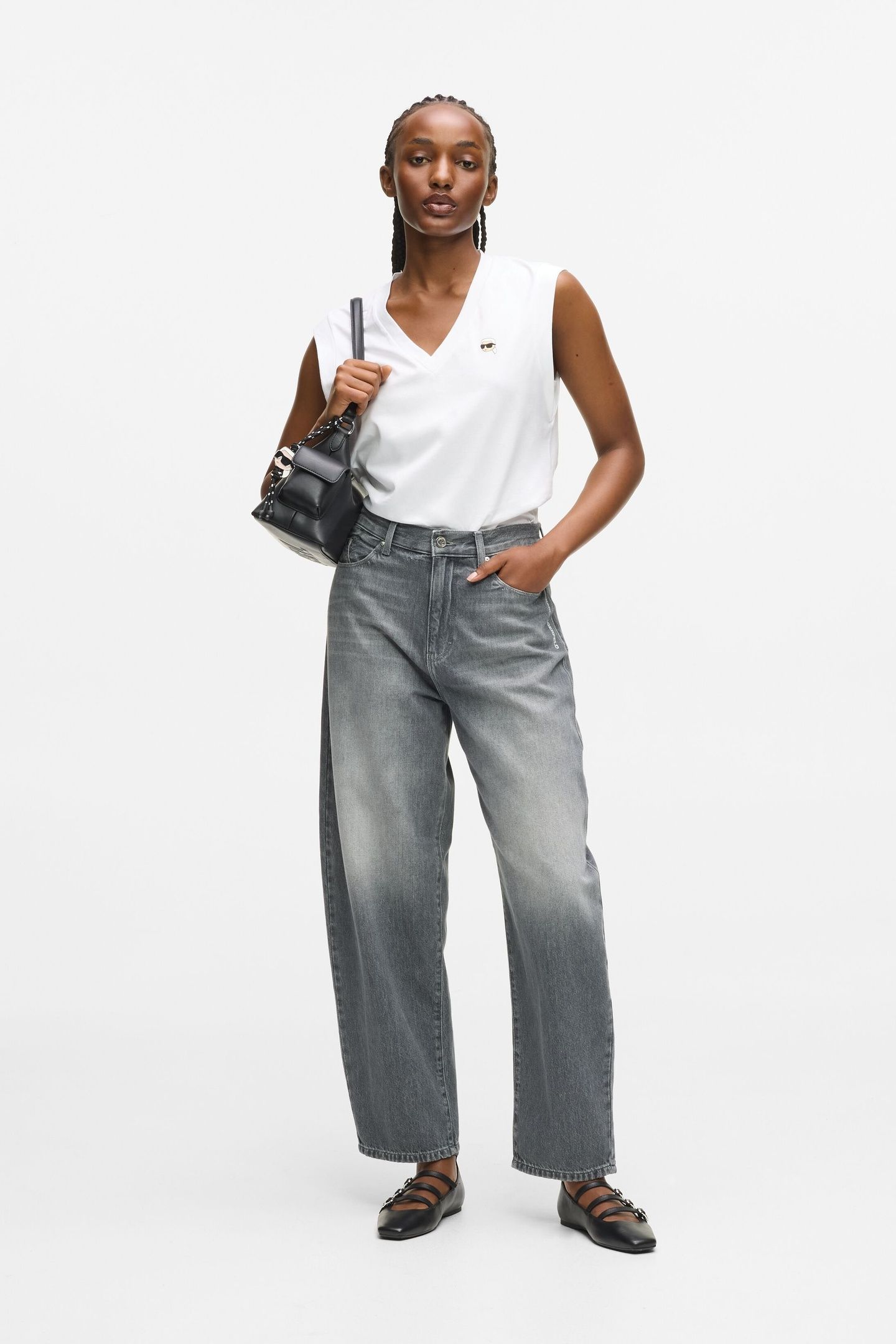 IKON BARREL DENIM PANTS WASHED LIGHT GREY 2