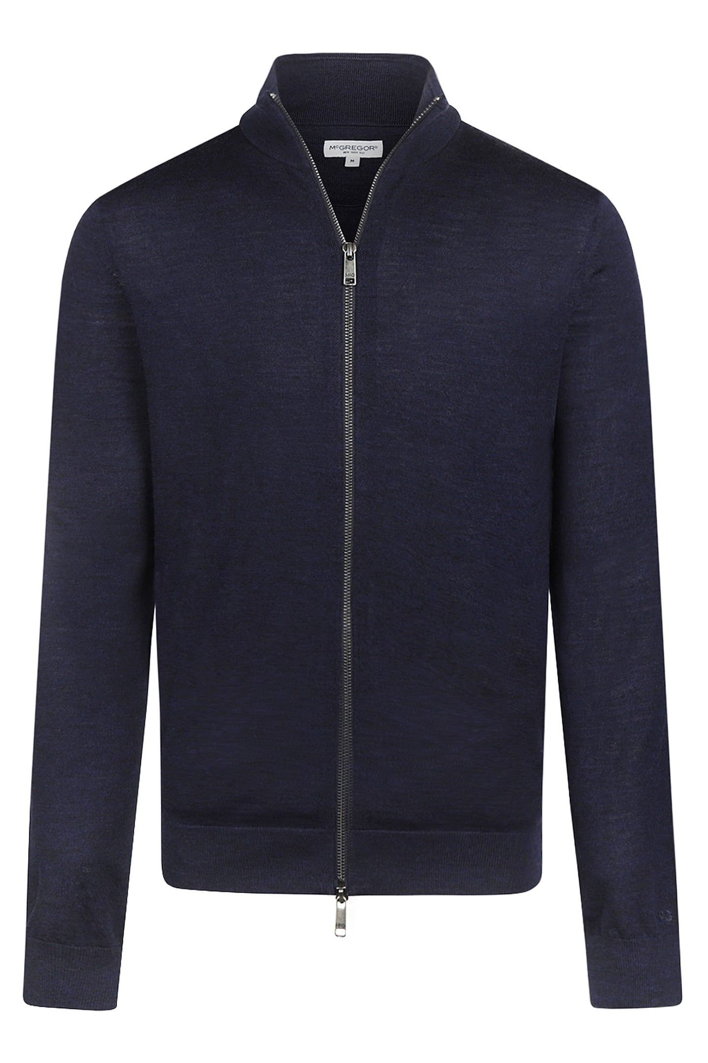 FINE MERINO ZIP THRU CARDIGAN NAVY 1