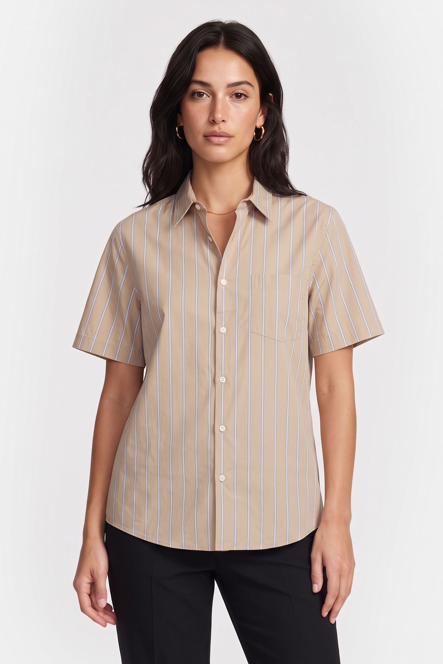 UNISEX SHIRT SHORT SLEEVE BEIGE 1